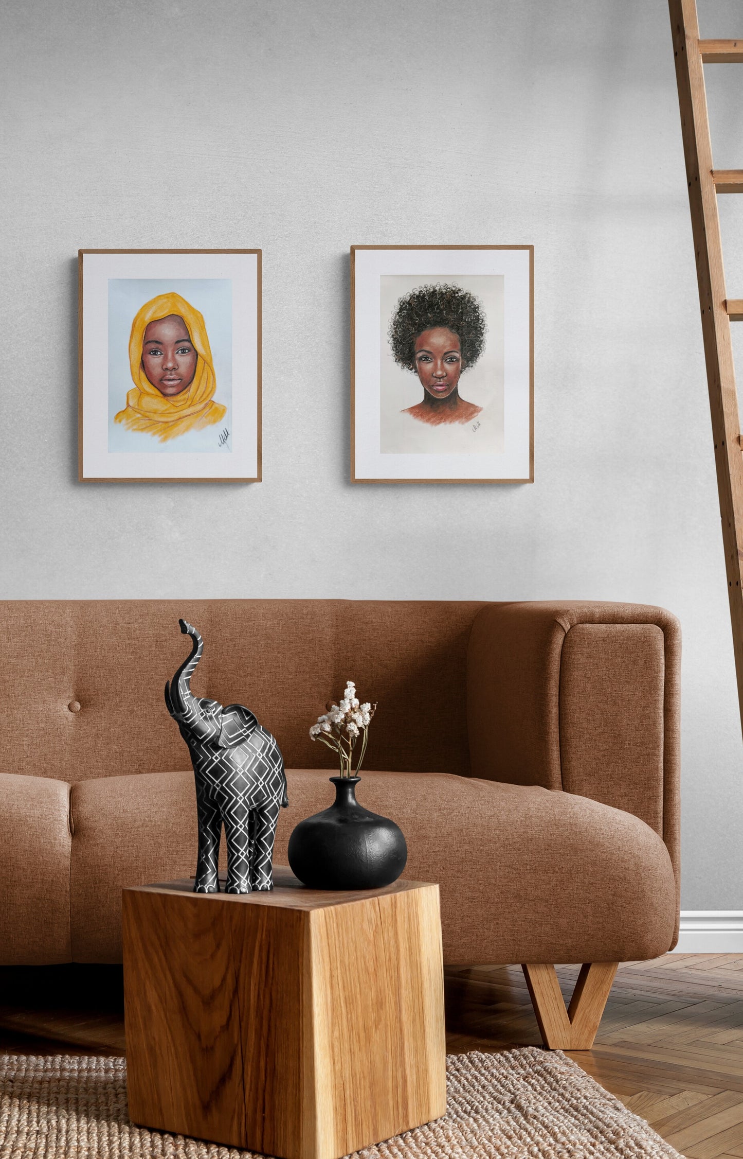 This Graceful African girl with yellow sacarf is original oil pastel portrait painting.
Afro american art is perfect House gallery art or beautiful gift for someone special.