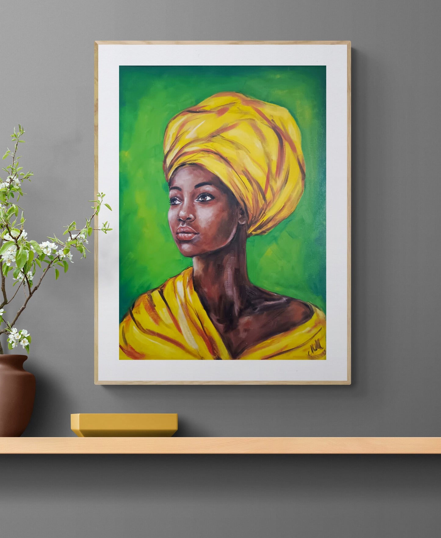 Afro African Female Portrait – Original Oil Painting
This stunning oil portrait of beautiful black female is a unique gift idea and a bold statement for any home gallery. Hand-painted with high-quality oil colors on canvas, it showcases rich textures and vibrant tones.
Canvas wall art Size: 50 cm x 70 cm (20" x 28")