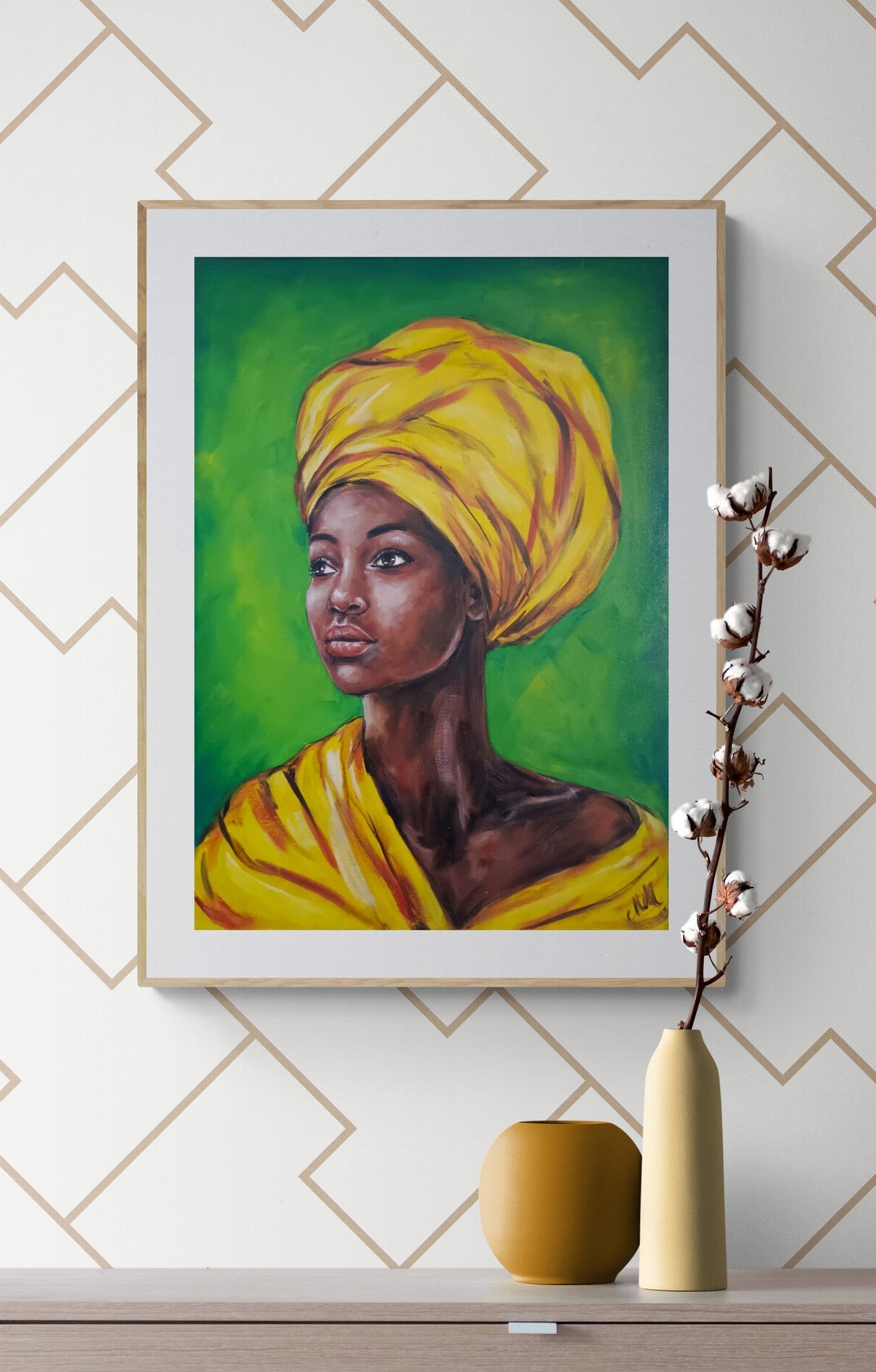 Afro African Female Portrait – Original Oil Painting
This stunning oil portrait of beautiful black female is a unique gift idea and a bold statement for any home gallery. Hand-painted with high-quality oil colors on canvas, it showcases rich textures and vibrant tones.
Canvas wall art Size: 50 cm x 70 cm (20" x 28")
The Portraiture artwork is perfect for living rooms, bedrooms, offices, or gallery walls.