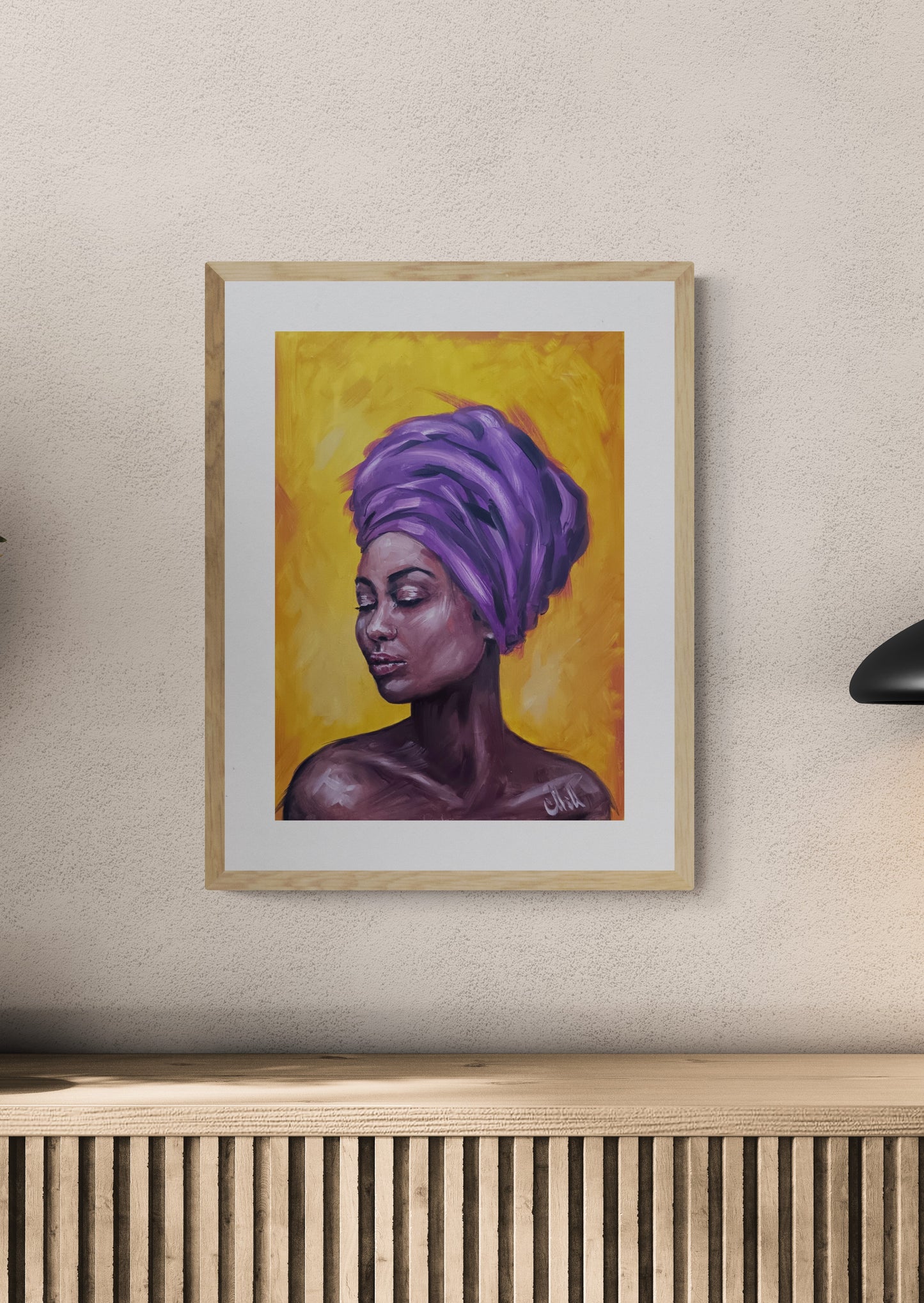 Hand-Painted African Beauty – Original Female Portraiture
This oil portrait painting of African woman is a stunning piece of female portraiture, capturing strength, beauty, and culture.
Created with high-quality oil colors on loose canvas, this Afro-African female figure painting is a timeless addition to any art collection.
Size: 35 cm x 48 cm (14" x 19")