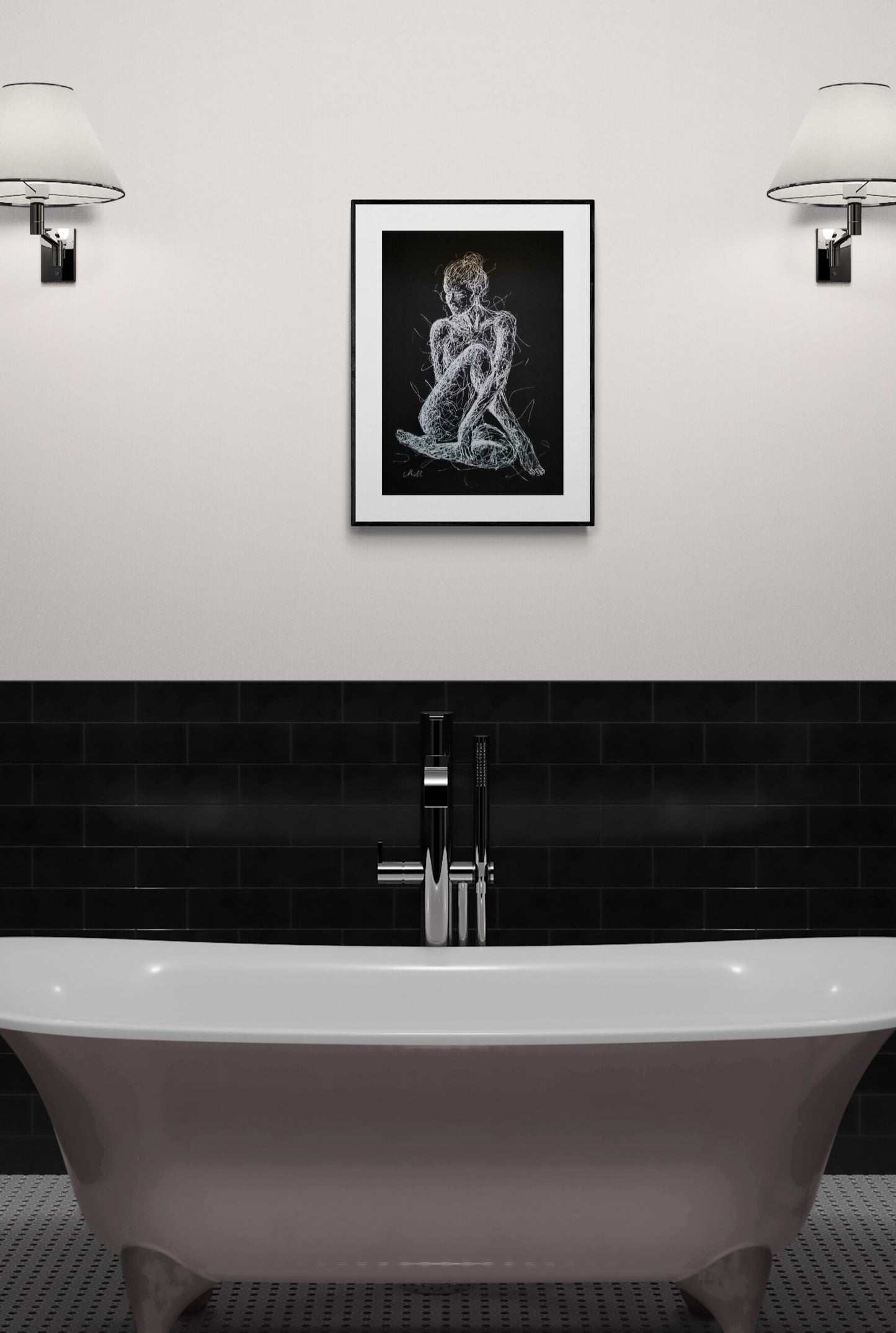 Black and White Sensual Line Drawing – Original Erotic Minimalist Art
Elevate your space with this captivating black and white line drawing, a stunning piece of original sensual art. Striking the perfect balance between elegance and intimacy.
This modern erotic painting is both sexy and subtle, making it an ideal choice for bedroom decor or sophisticated bathroom wall art.