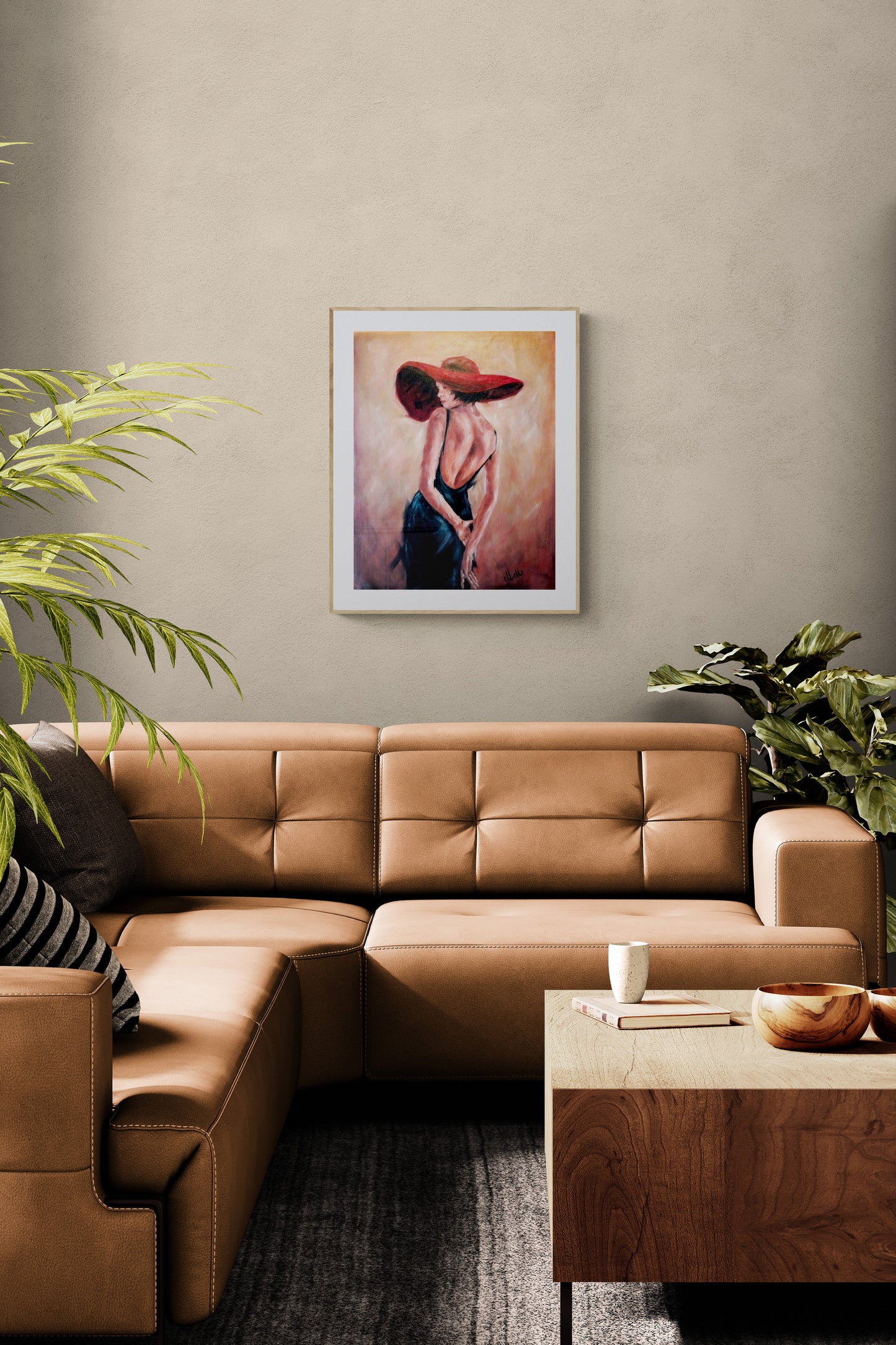 Perfect for elegant living rooms or intimate bedroom settings, this sensual portrait also makes a thoughtful gift for anyone who appreciates feminine beauty in art. It's a beautiful addition to a home gallery or personal art wall.