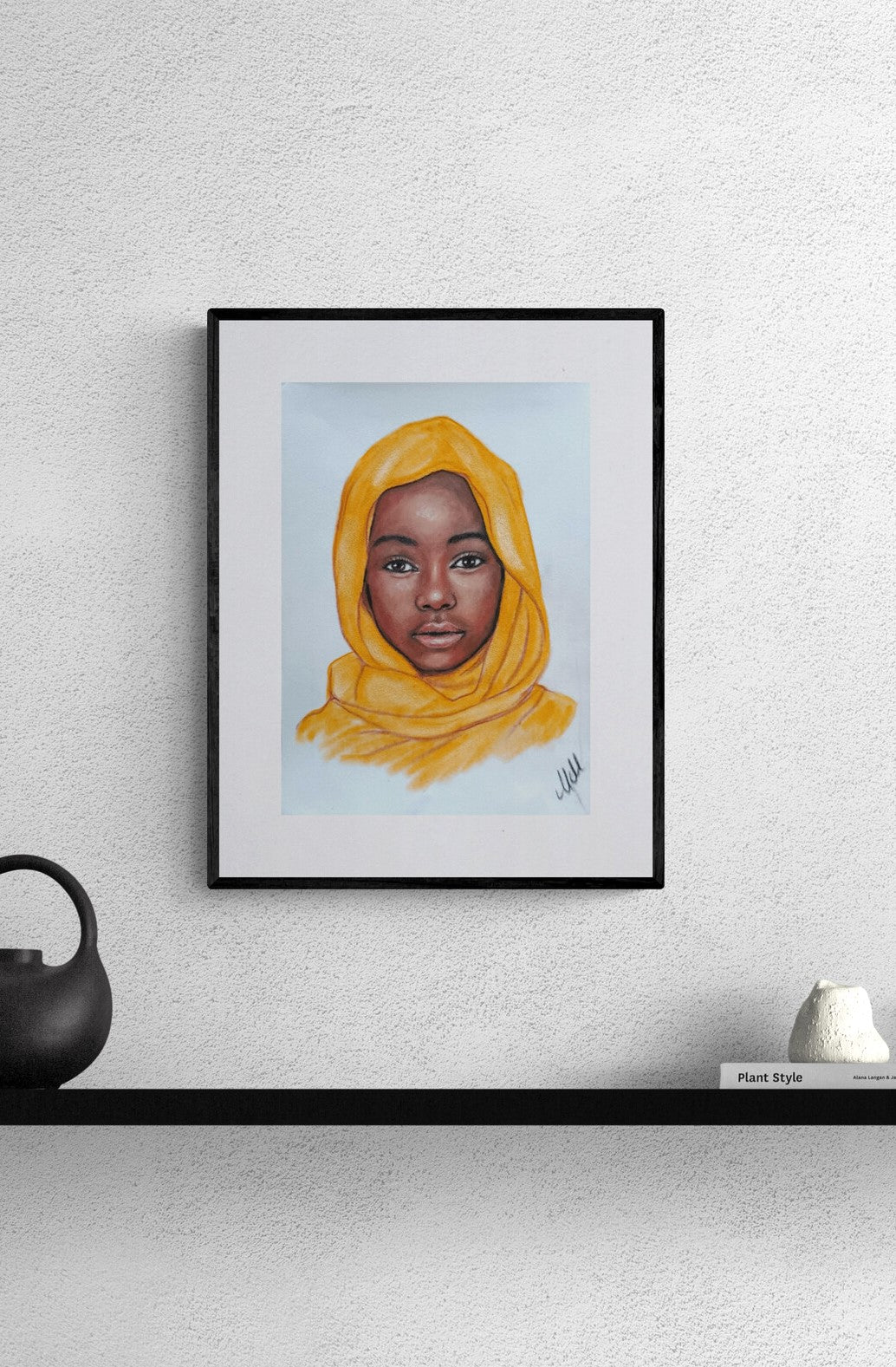 Black woman power artwork is made with oil pastel colors on velour paper. Oil pastels on velour make this painting so special and live.
This is truly beautiful pastel artwork.