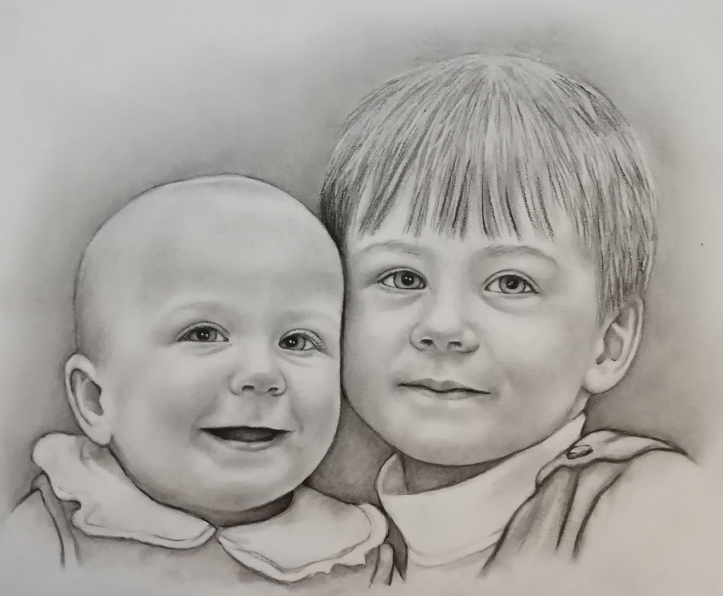 Brothers - custom portrait drawing from a photo - fathers gift