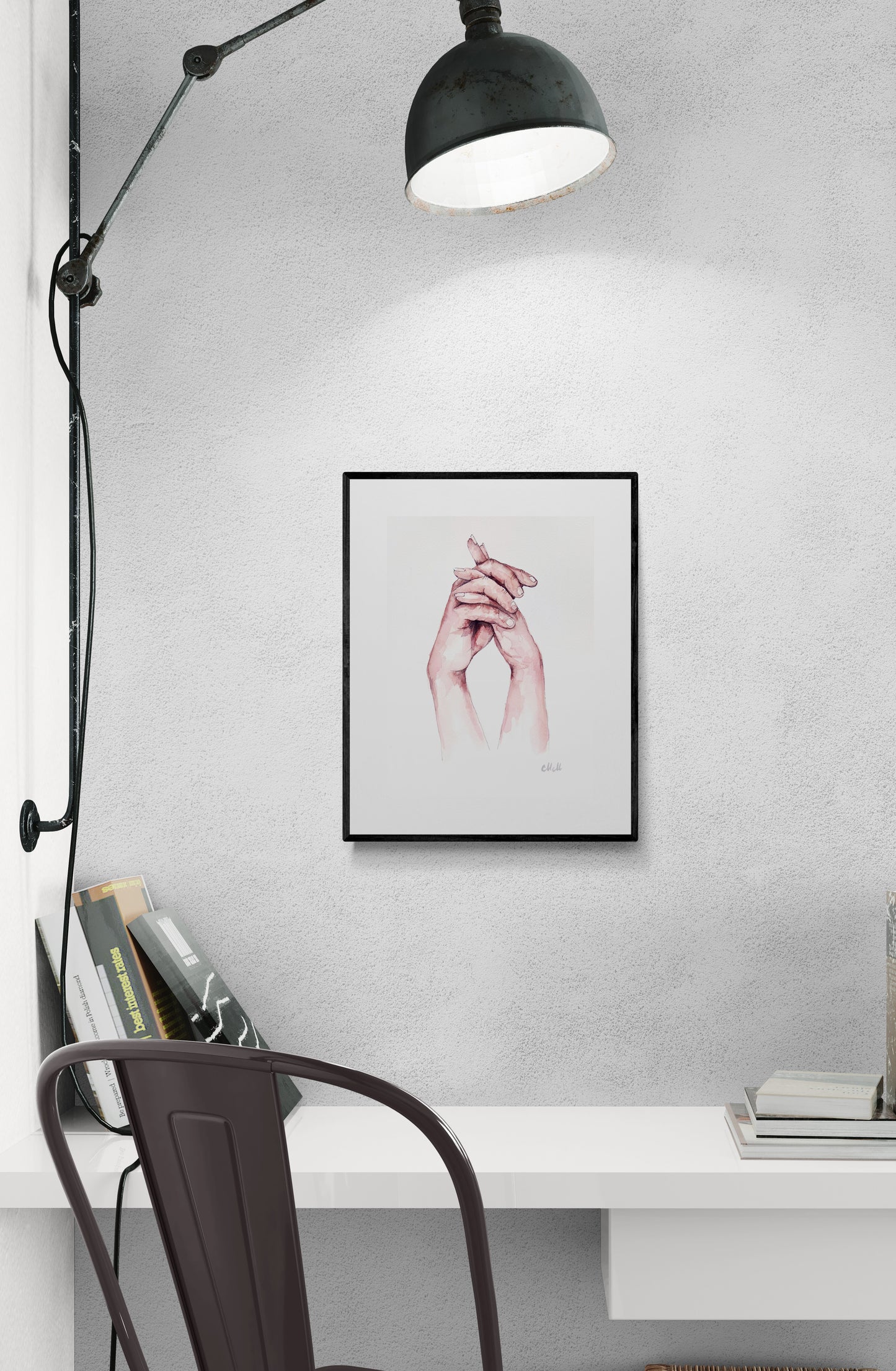 Romantic Hand-in-Hand – Watercolor Artwork
Bring warmth and intimacy to your space with this beautiful watercolor painting of a romantic hand-in-hand moment.
The delicate water drops, ink drawing and natural skin tones create a soft, emotional connection, making it a perfect piece for your home: bedroom painitng, dining room wall decor or bathroom artwork.
Made with high-quality materials, this minimalist yet expressive artwork adds elegance to your home office.