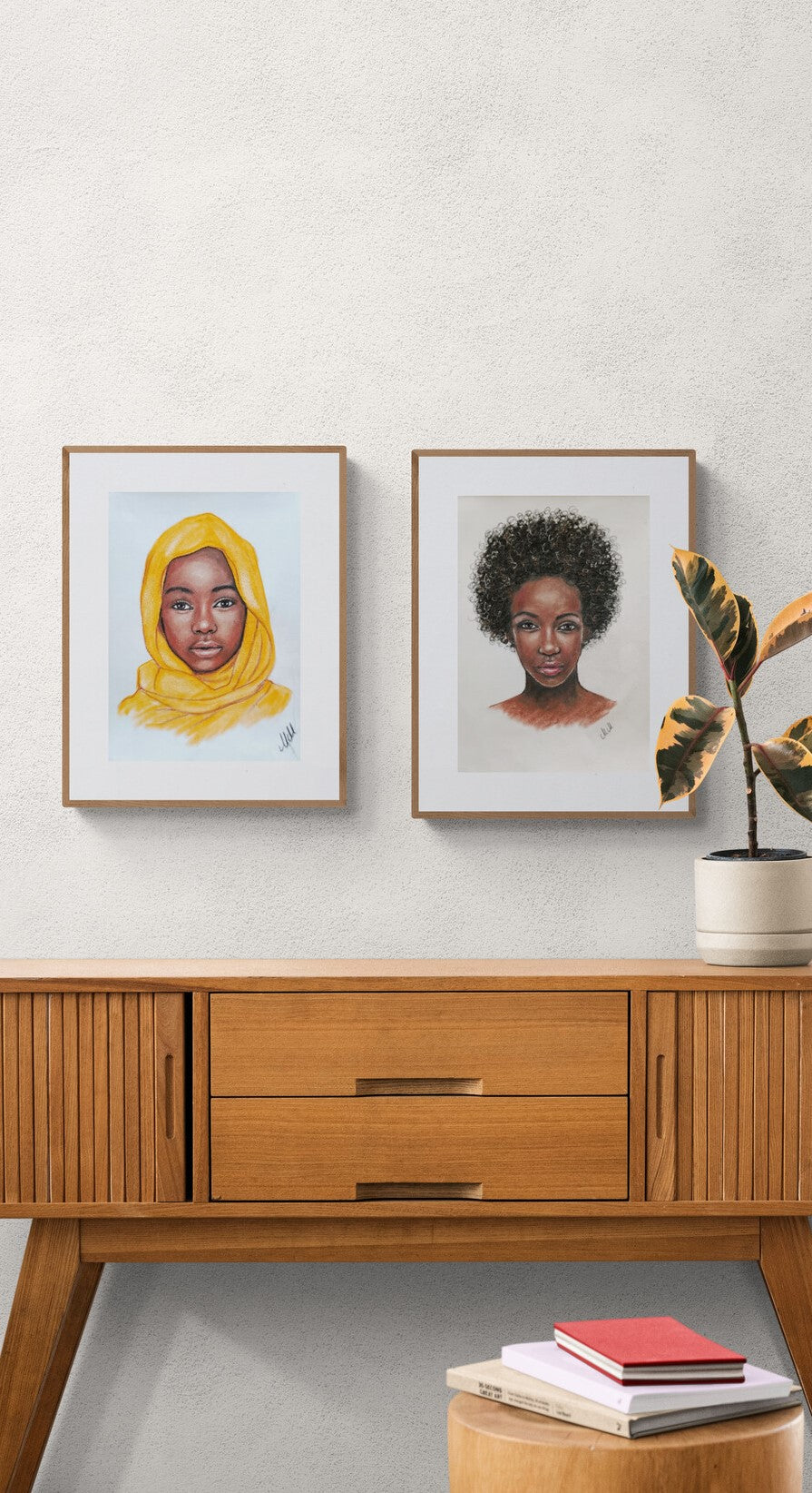 Black woman power artworks are made with oil pastel colors on velour paper. Oil pastels on velour make these paintings so special and live.
This is truly beautiful pastel artwork.