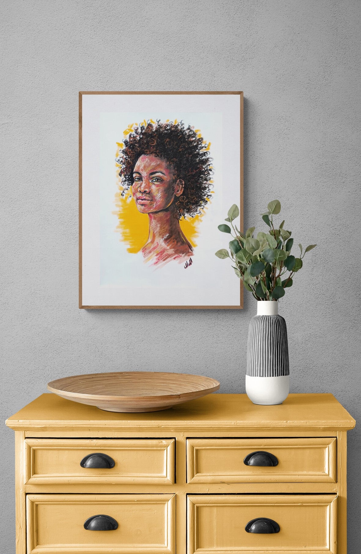Home wall decor - original portrait painting of an african woman