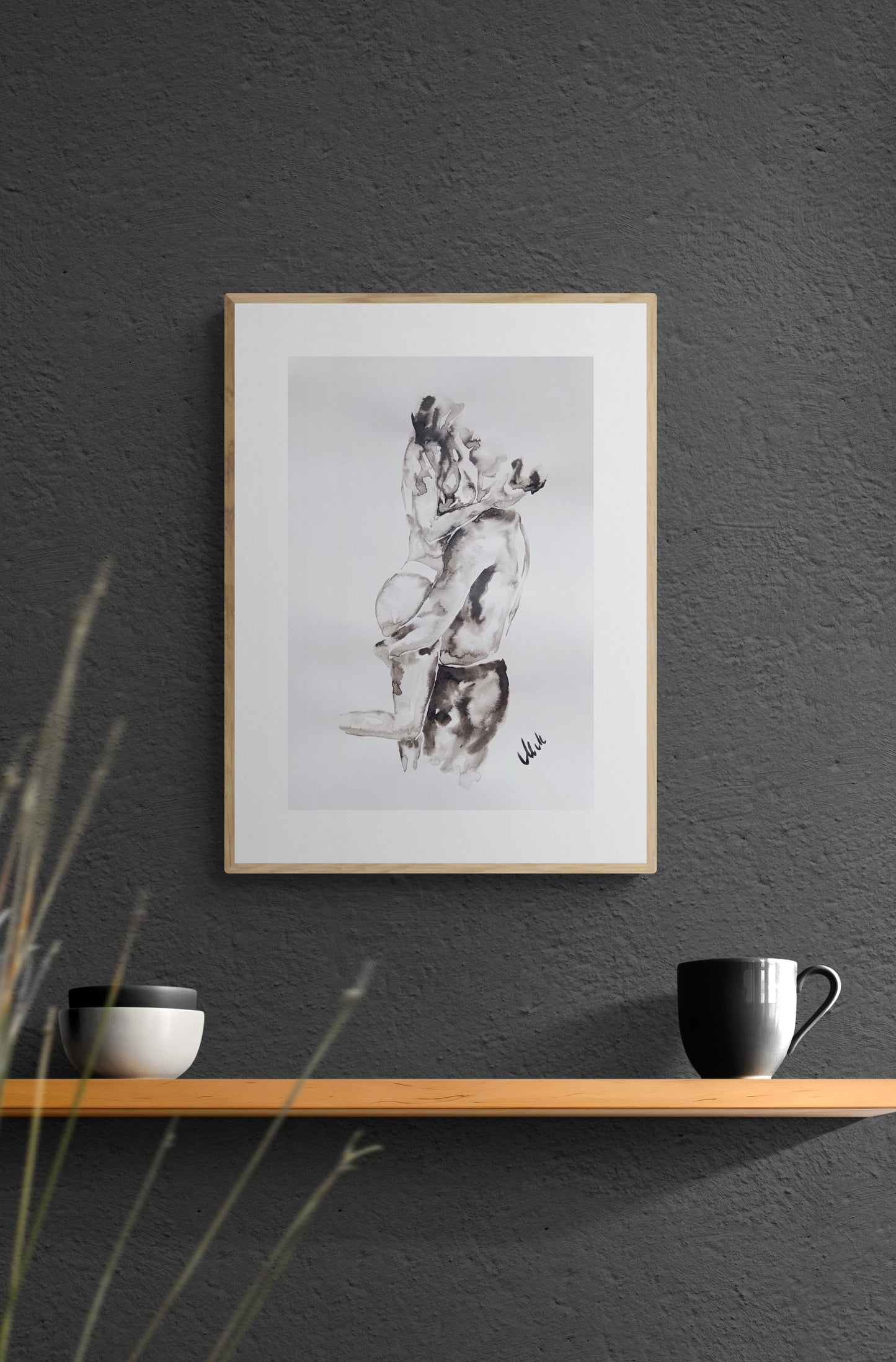 Lovers artwok - original minimalist ink art
This original ink artwork captures the intimate embrace of lovers.
With just water and delicate strokes of black ink, this minimalist piece radiates simplicity and elegance, making it a perfect above-bed painting or a unique gift for couples.
Created on natural white, matte, heavy art paper using high-quality ink. and lovers.