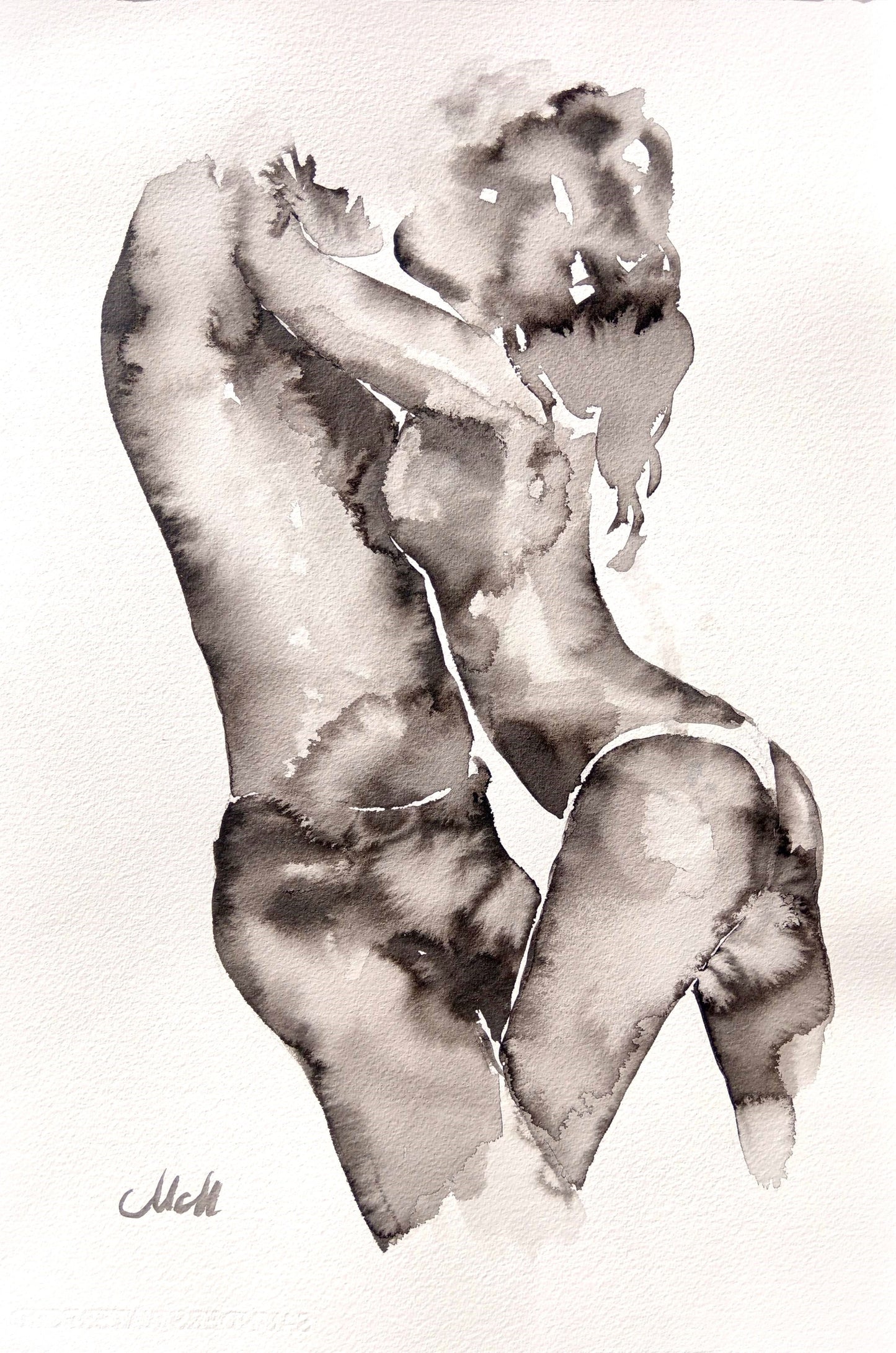 black an white ink painting of a couple embracing, black and white romantic artwork, intimate love illustration, perfect above-bed decor or unique couple gift. minimalist wall art, bedroom painting, bathroom painting