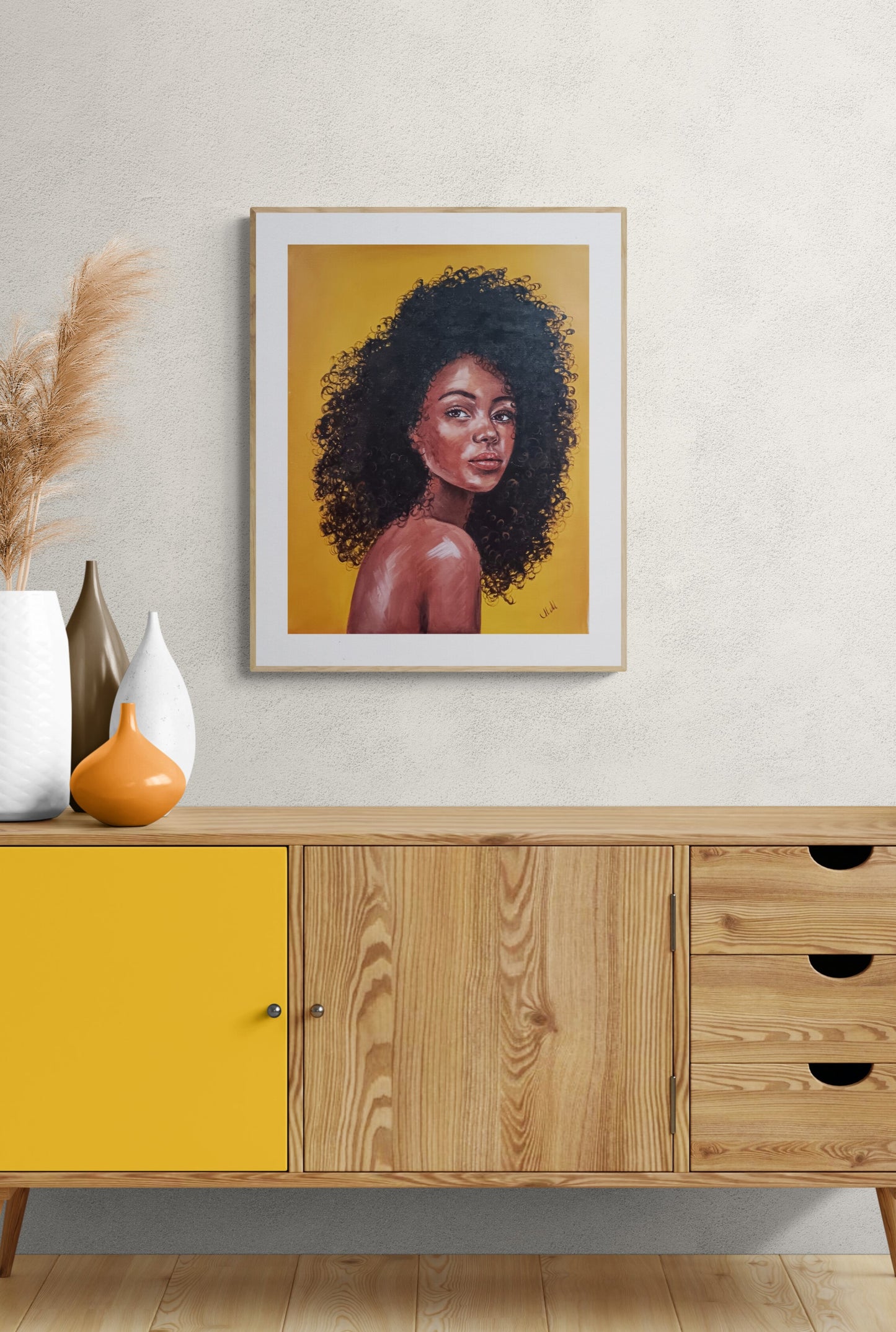 Oil portrait painting of an african woman - hallway painting
Portrait of woman is unique gift idea for someone special or a striking addition to any modern living room wall and bedroom decor, this artwork embodies both elegance and empowerment.