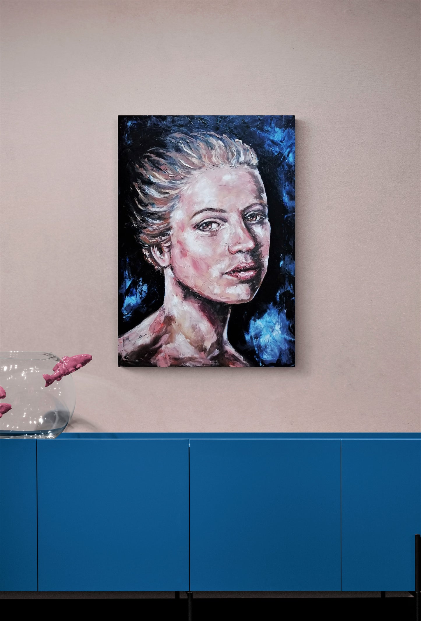 Colorful Impasto Portrait – Original textured Oil Painting
This striking impasto portrait of a woman is a vibrant and expressive piece of original handmade art. Created with palette knife and rich, textured oil paint, this colorful portrait painting brings depth and emotion to any space.
Portraiture Size: 50 cm x 70 cm (20" x 28")