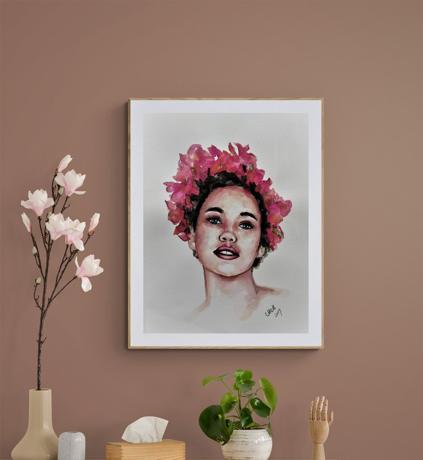 Woman with Flowers: Original Colorful Watercolor Portrait - Aquarelle Female Art
This stunning Woman with Flowers painting is an original, colorful watercolor portrait that radiates beauty and empowerment. The portrait of a beautiful woman with floral accents captures a sense of grace and strength, making it an inspiring piece for any space.
Hand made with high-quality watercolor paints, this aquarelle artwork is created on natural white, matte, heavy art paper.