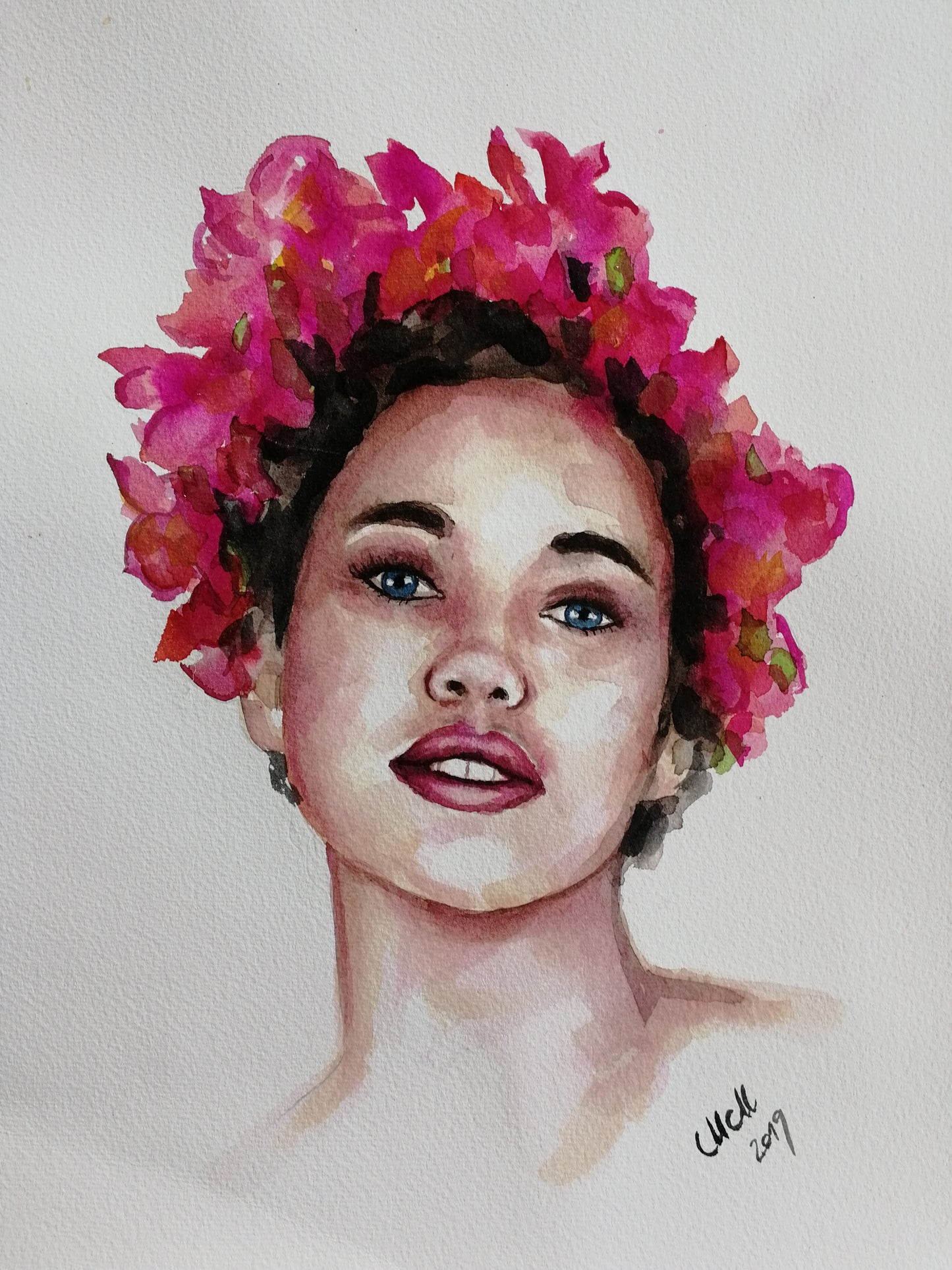 Woman with Flowers: Original Colorful Watercolor Portrait - Aquarelle Female Art
This stunning Woman with Flowers painting is an original, colorful watercolor portrait that radiates beauty and empowerment. The portrait of a beautiful woman with floral accents captures a sense of grace and strength, making it an inspiring piece for any space.
Hand made with high-quality watercolor paints, this aquarelle artwork is created on natural white, matte, heavy art paper.