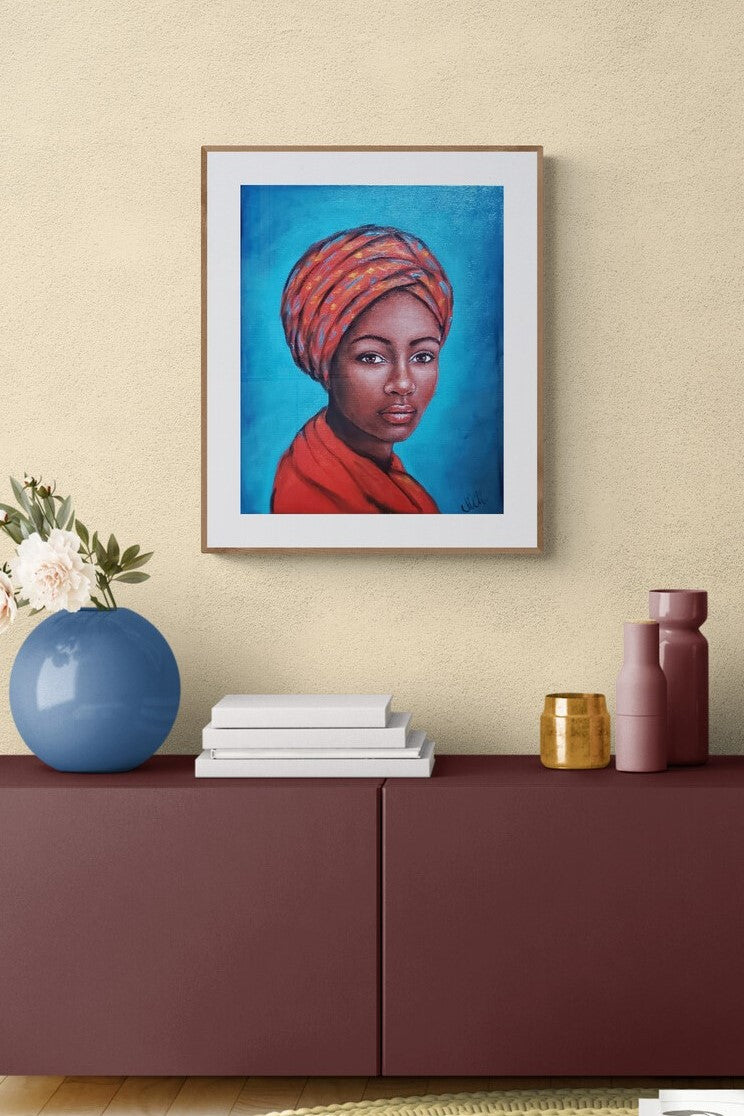 Powerful African American Woman Portrait - Original Hand-Painted Oil Artwork
This stunning portrait of a powerful African woman in red is an original, hand-painted piece created with high-quality oil paints on canvas.
This painting an inspiring and unique gift for someone special or an eye-catching addition to any home wall decor.
Size: 40 cm x 50 cm (16" x 20")
