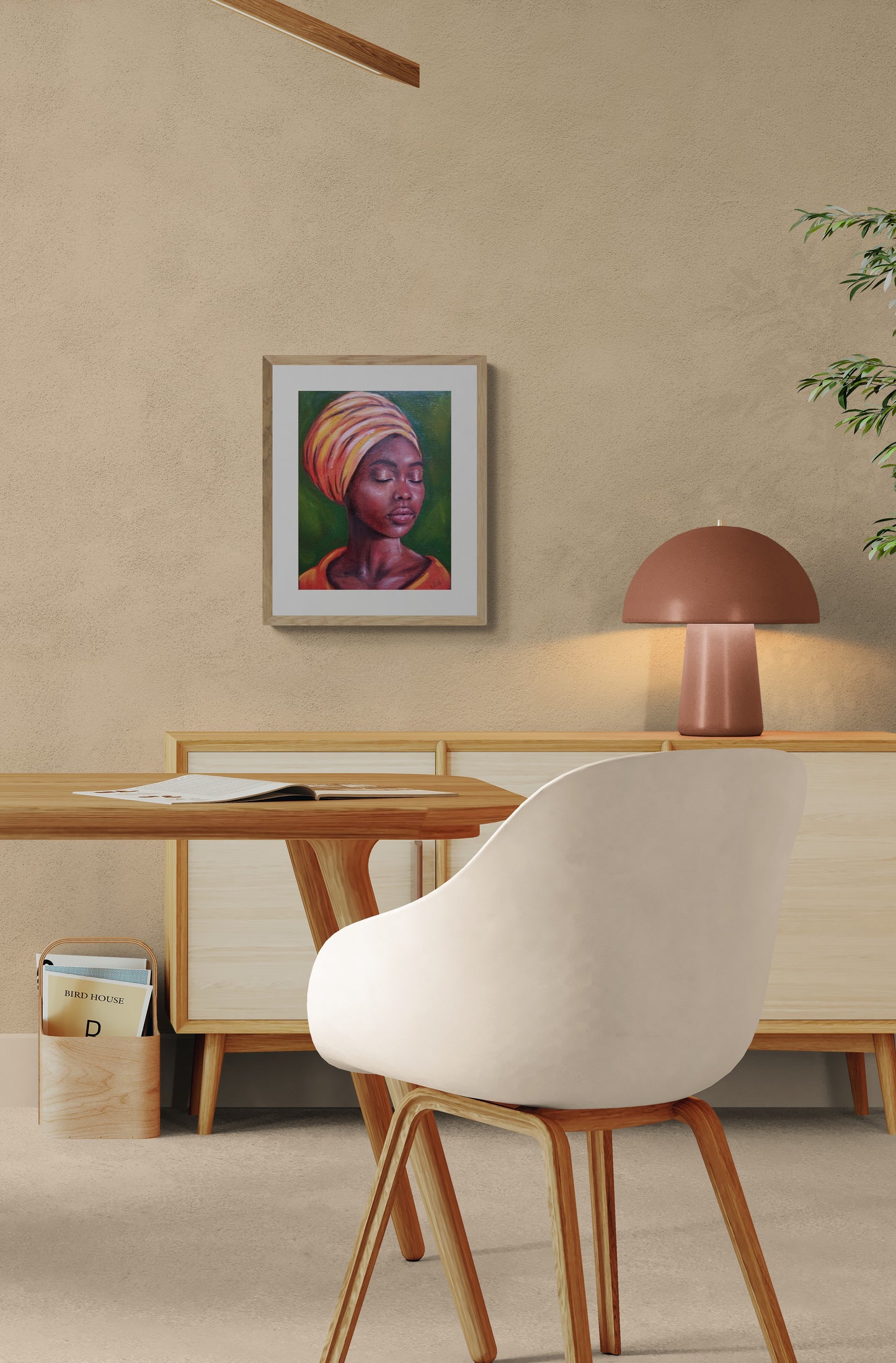 African woman - eyes closed - original oil portrait painting
