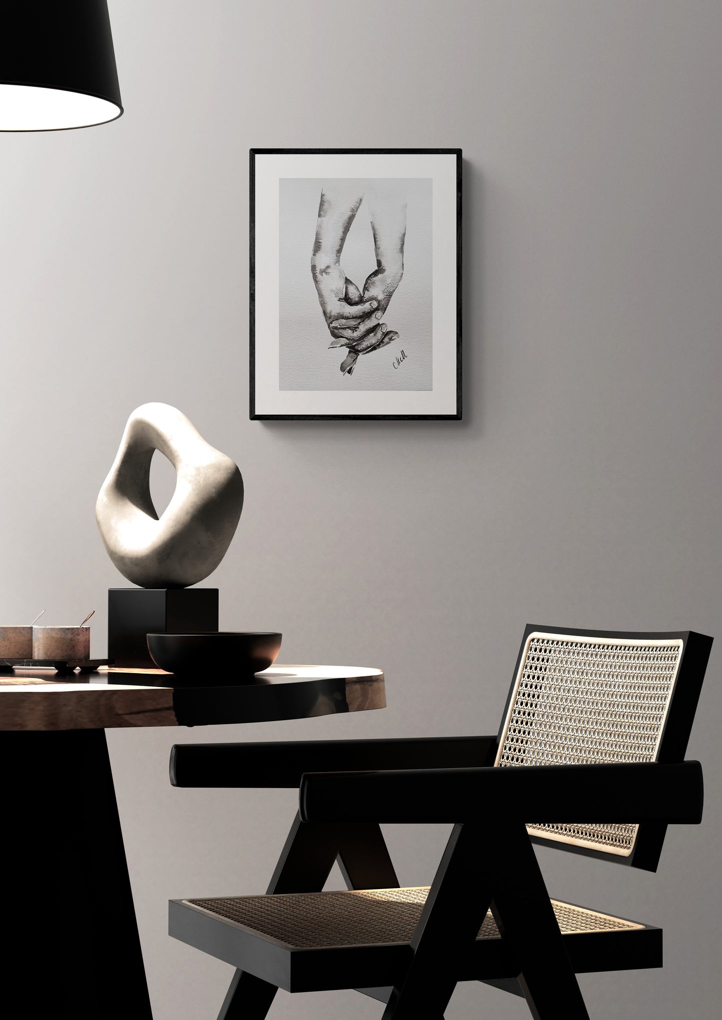 Lovers Holding Hands – Minimalist wall art - Ink Painting
This black and white wall art is a beautiful minimalist art, perfect for a modern home, Scandinavian-style space, or boho home.
Its timeless simple design makes it a versatile addition to any room: bedroom, dining room, living room and including a home office or hallway.
Ideal as a thoughtful gift for lovers, young families, or as family home wall art, it brings a sense of love and unity to any space.
