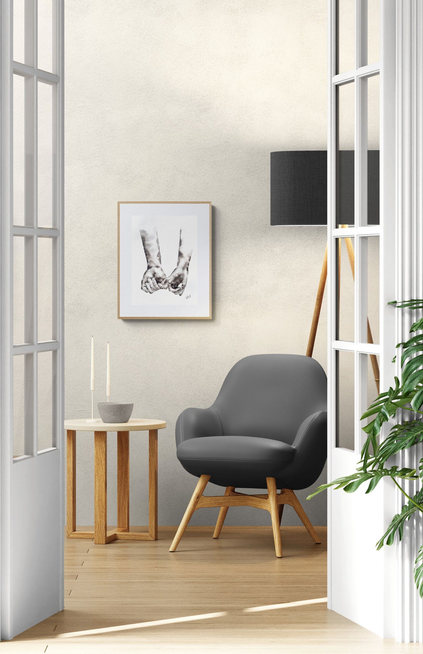 Hands touch III - minimalsit wall art