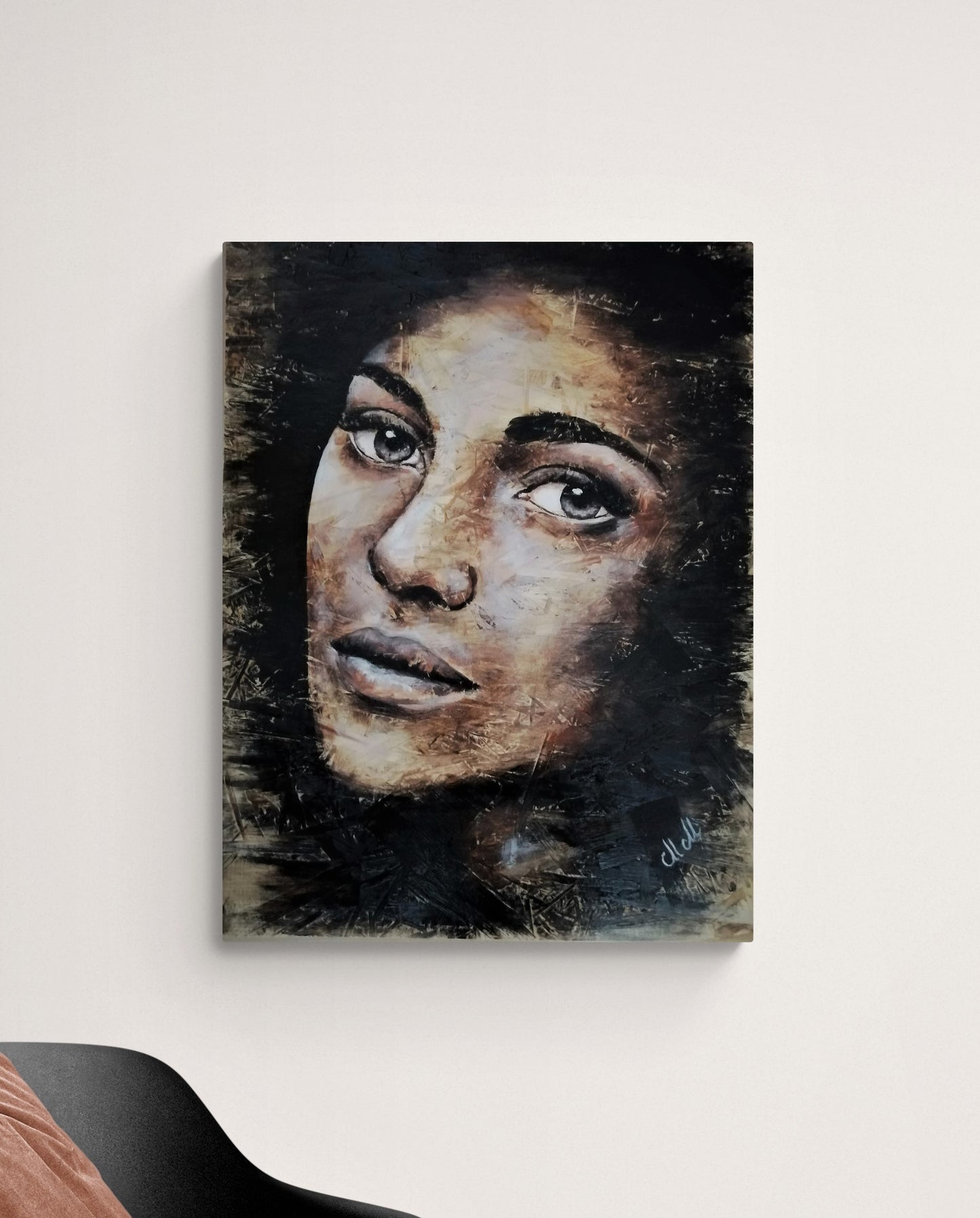 This handmade portrait painting of a woman on wood blends rustic charm with modern aesthetics.
The acrylic portrait, painted on a recycled wood, brings warmth and character to any space.
Beautiful face of a woman is perfect as a statement decor for your living room or as a thoughtful gift for someone special.
Face painting size: 47 cm x 61 cm (18" x 24")
It comes ready to hang, adding an artistic touch to your modern home wall decoration.