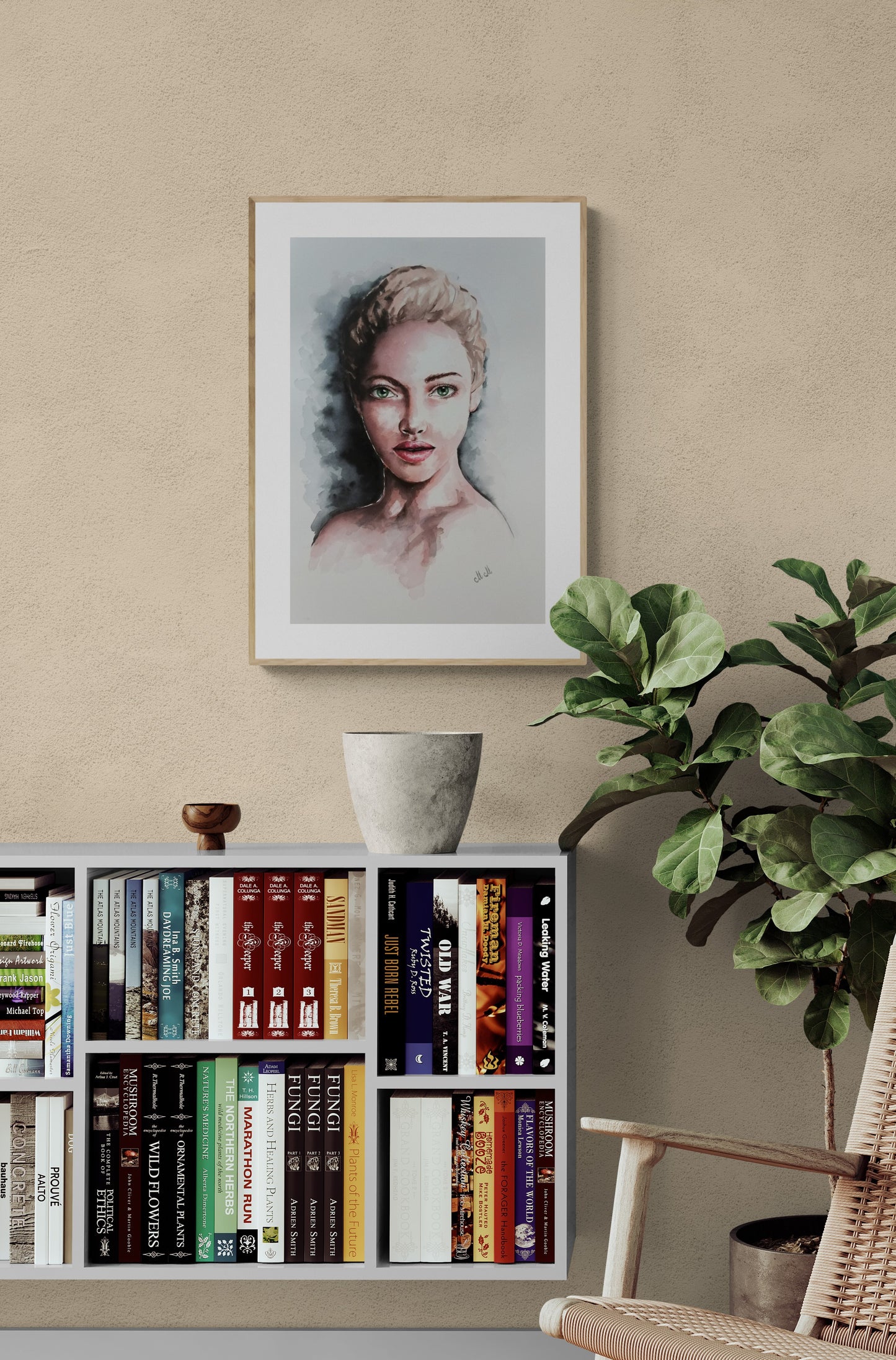 This femine portrait painting is original watercolor wall art.
Hand made watercolor/Aquarelle illustration can be House warming art gift for someone special.
Water face artwork is made on natural white, matte, heavy art paper with high quality water colors.
Colorful Portrait wall art Size: 22" x 15" (55 cm x 37 cm)