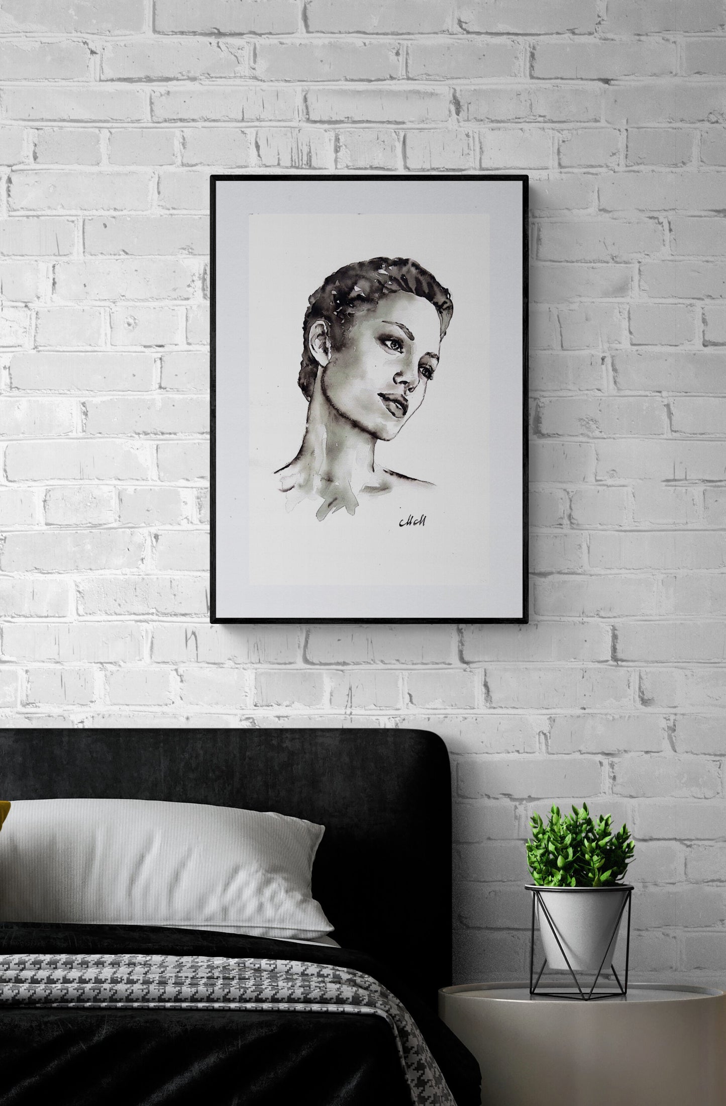 Passion Ink Portrait Painting – Original Black and White Female Profile Artwork
This female face is a striking, handmade drawing that beautifully captures the essence of femininity in a minimalist style.
Created with a delicate balance of black ink and watercolors, the female profile radiates elegance and strength, making it a timeless addition to any space.
Minimalist portrait of a woman artwork is simple yet powerful, demonstrating the beauty that can come from just water and a touch of black.