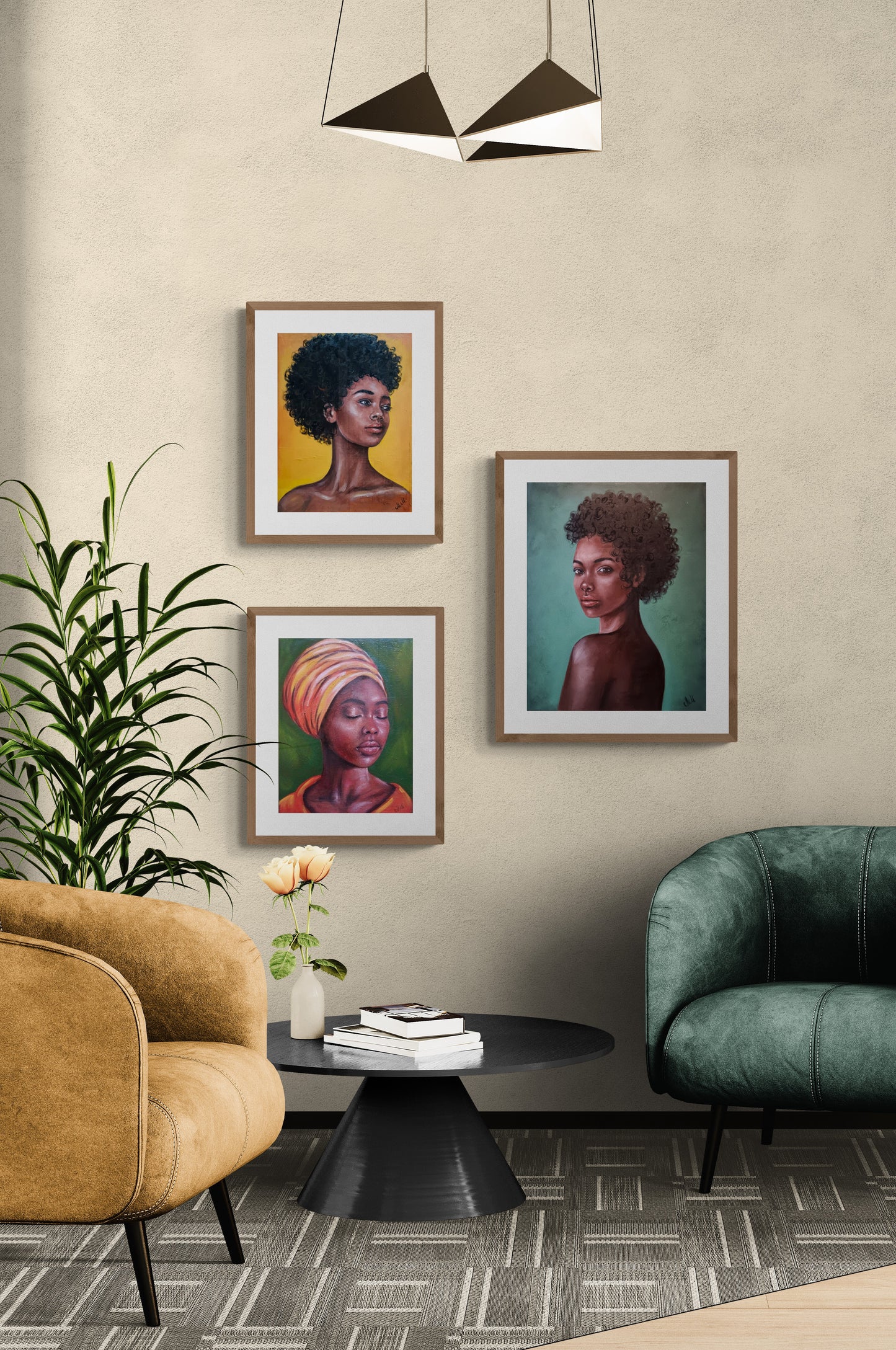 African woman - eyes closed - original oil portrait painting