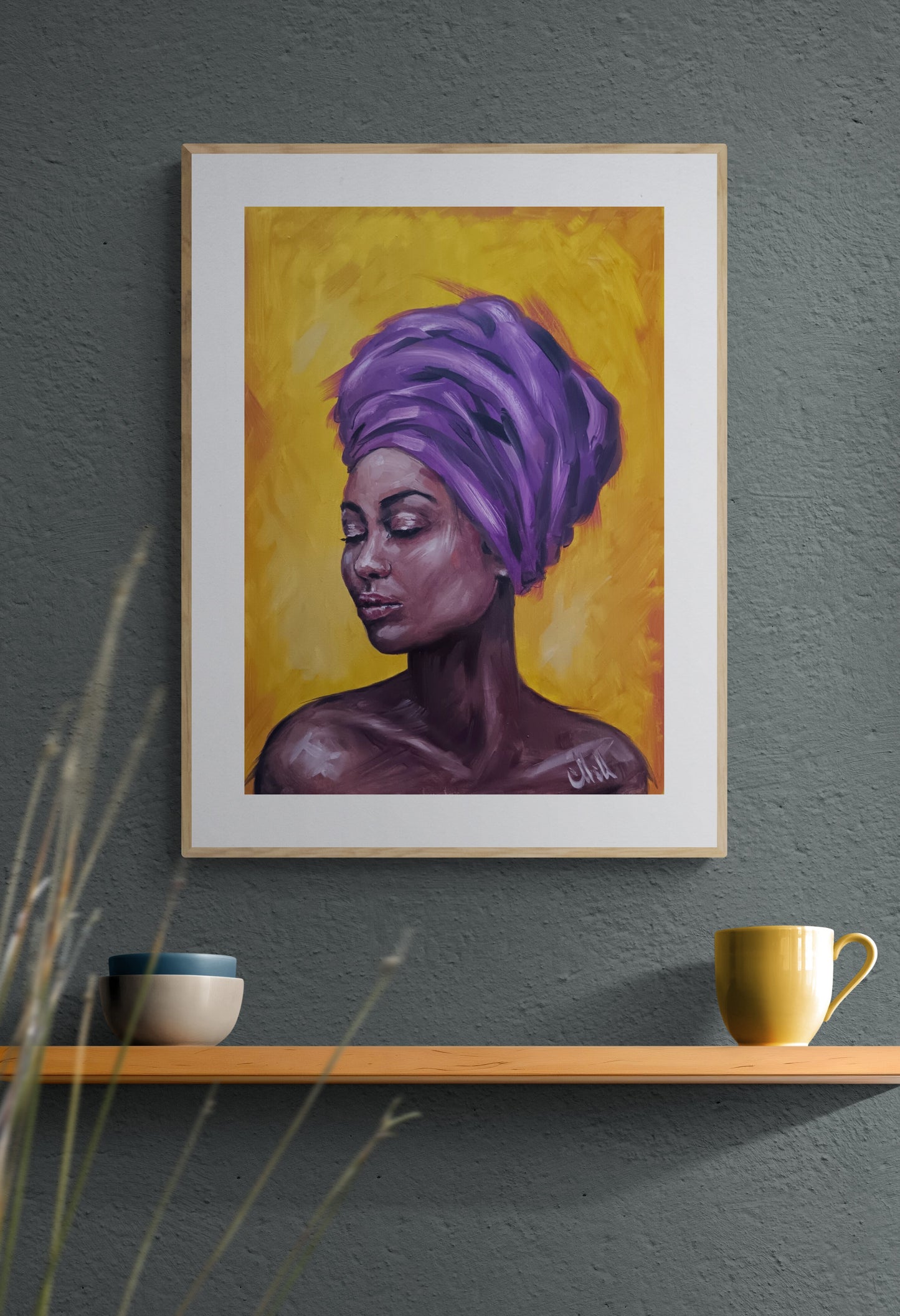 Hand-Painted African Beauty – Original Female Portraiture

This oil portrait painting of African woman is a stunning piece of female portraiture, capturing strength, beauty, and culture.

Created with high-quality oil colors on loose canvas, this Afro-African female figure painting is a timeless addition to any art collection.

Size: 35 cm x 48 cm (14" x 19")