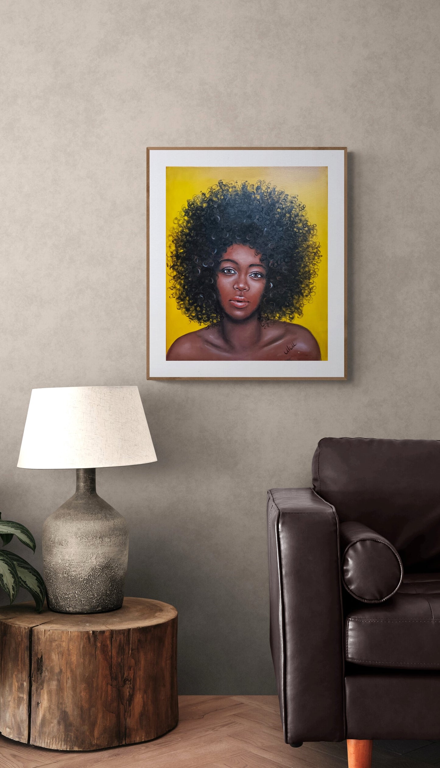 Empowering African Girl Portraiture – Original Oil Portrait Painting

This stunning Afro-American female portrait is a powerful and expressive hand-painted artwork, celebrating beauty, strength, and culture.

Created with high-quality oil colors on canvas, the rich textures and vibrant tones bring depth and emotion to the piece.

Portrait of woman is unique gift idea for someone special or a striking addition to any modern living room wall and bedroom decor.