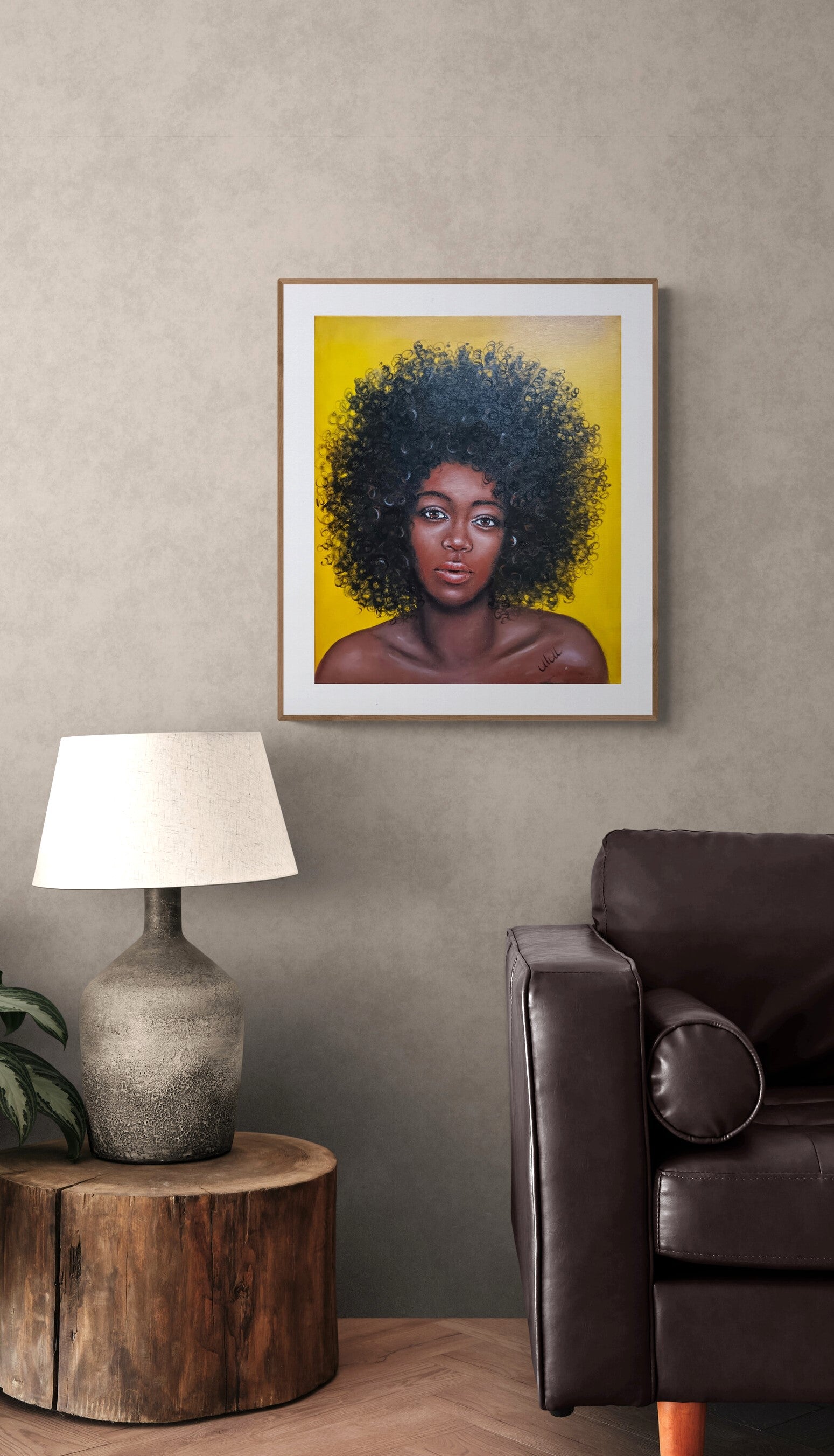Empowering African Girl Portraiture – Original Oil Portrait Painting

This stunning Afro-American female portrait is a powerful and expressive hand-painted artwork, celebrating beauty, strength, and culture.

Created with high-quality oil colors on canvas, the rich textures and vibrant tones bring depth and emotion to the piece.

Portrait of woman is unique gift idea for someone special or a striking addition to any modern living room wall and bedroom decor.
