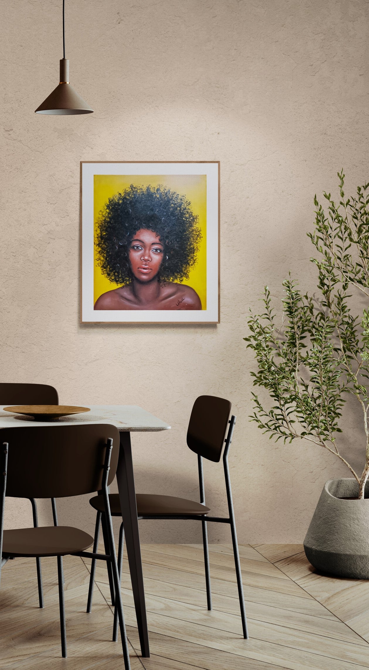 Empowering African Girl Portraiture – Original Oil Portrait Painting

This stunning Afro-American female portrait is a powerful and expressive hand-painted artwork, celebrating beauty, strength, and culture.

Created with high-quality oil colors on canvas, the rich textures and vibrant tones bring depth and emotion to the piece.

Portrait of woman is unique gift idea for someone special or a striking addition to any modern living room wall and bedroom decor.
