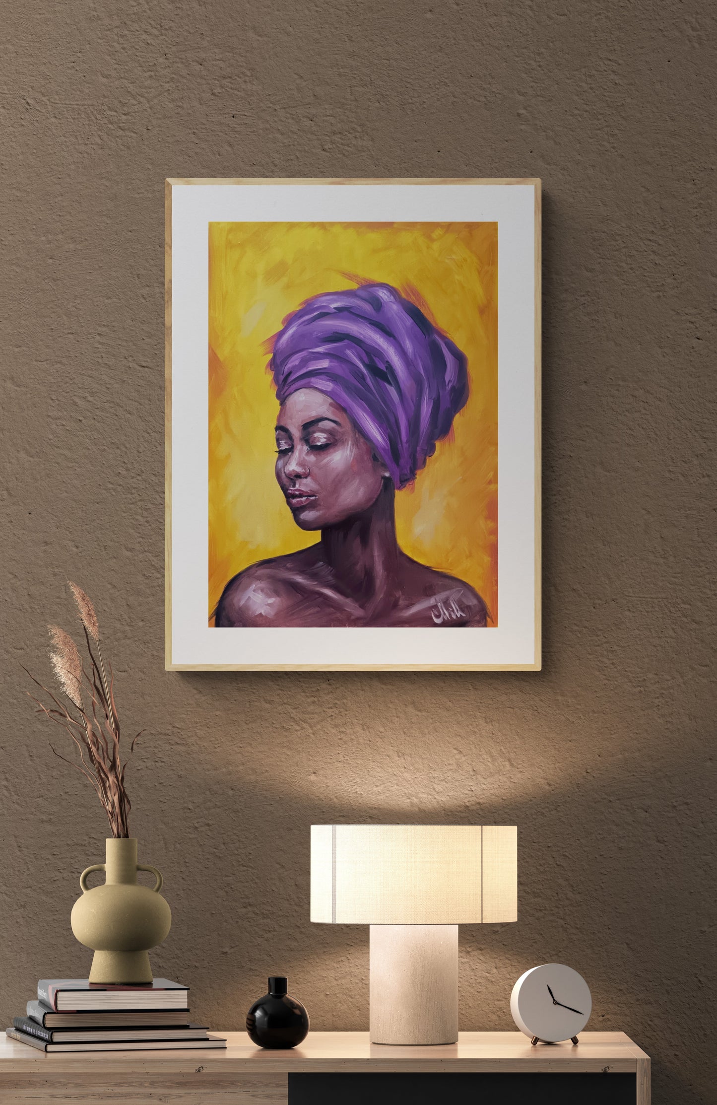 Hand-Painted African Beauty – Original Female Portraiture

This oil portrait painting of African woman is a stunning piece of female portraiture, capturing strength, beauty, and culture.

Created with high-quality oil colors on loose canvas, this Afro-African female figure painting is a timeless addition to any art collection.

Size: 35 cm x 48 cm (14" x 19")