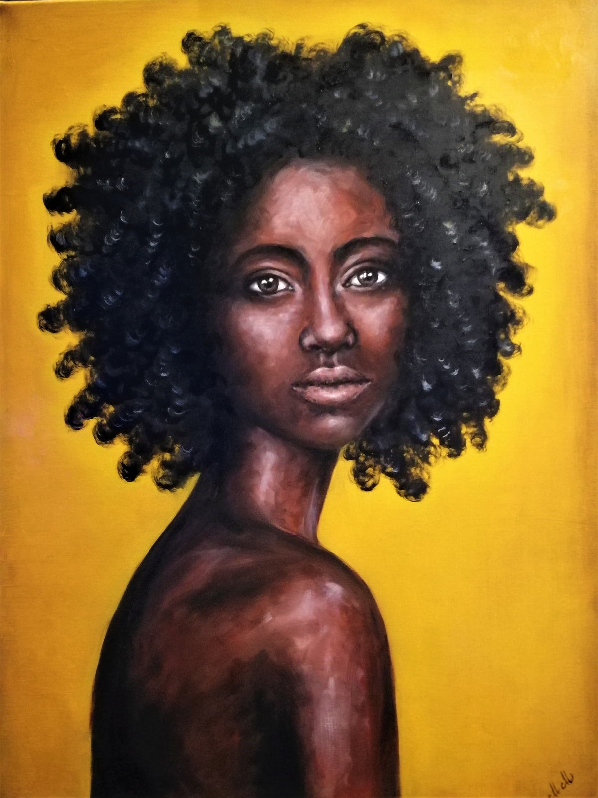 African woman - original oil on canvas portrait painting 