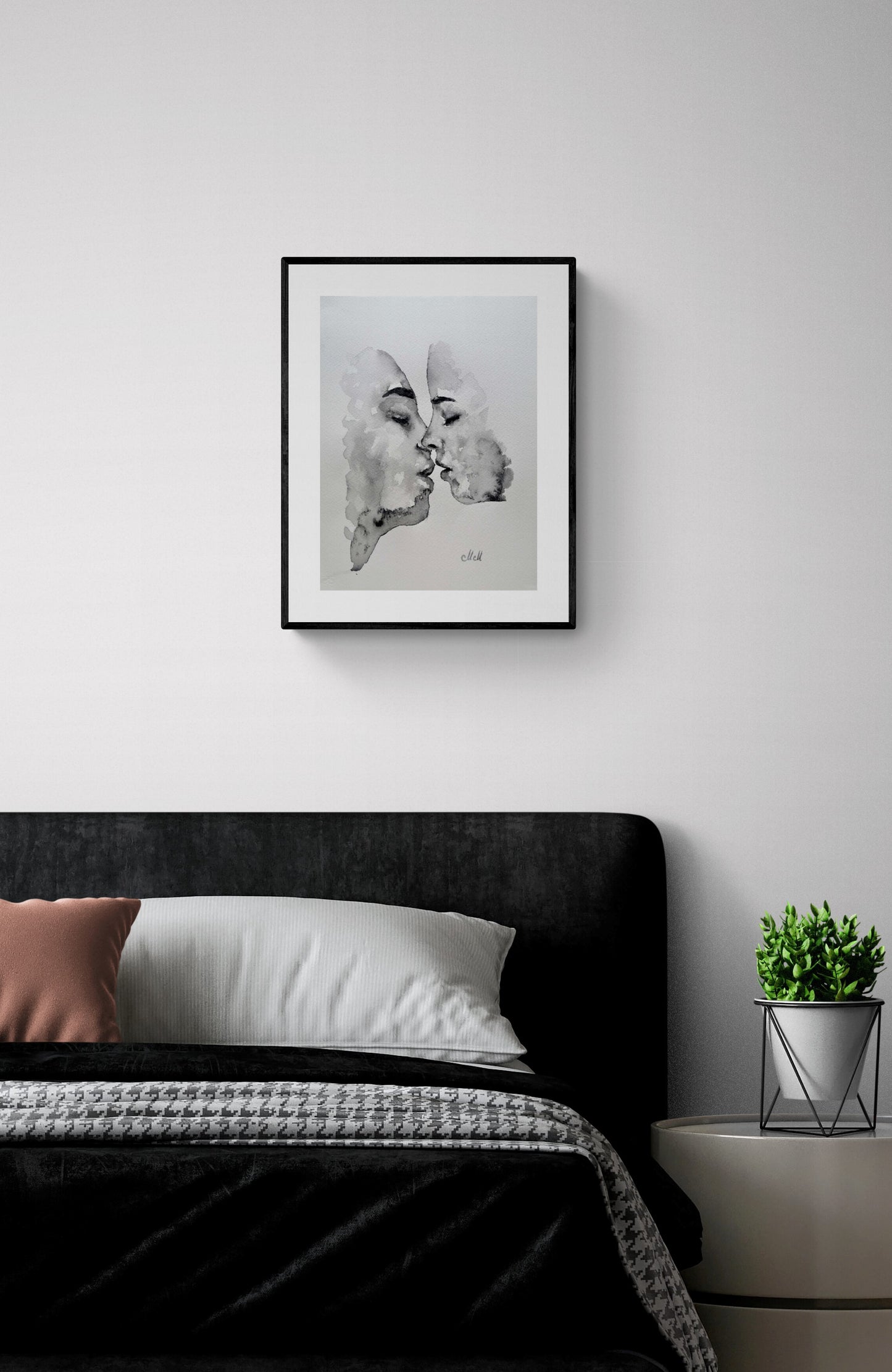 Perfect as bedroom wall art, a wedding or anniversary gift, or a heartfelt present for someone you love.

Size: 14" × 11" (37 × 28 cm)
Medium: High-quality watercolor on fine art paper.