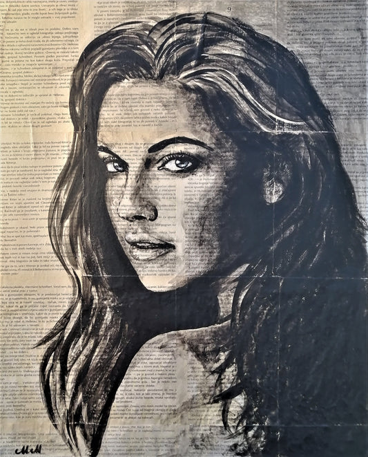 Black and White Mixed Media Portrait Painting – Recycled Wall Art

As a lifelong book lover, I find inspiration in the stories and textures of old pages.

This passion led me to create this mixed media portrait painting, a beautiful blend of art and literature that brings a sense of history and elegance to any space.

This face profile book art is crafted with acrylic paint on vintage book sheets, meticulously glued to canvas to create a layered, textured effect.