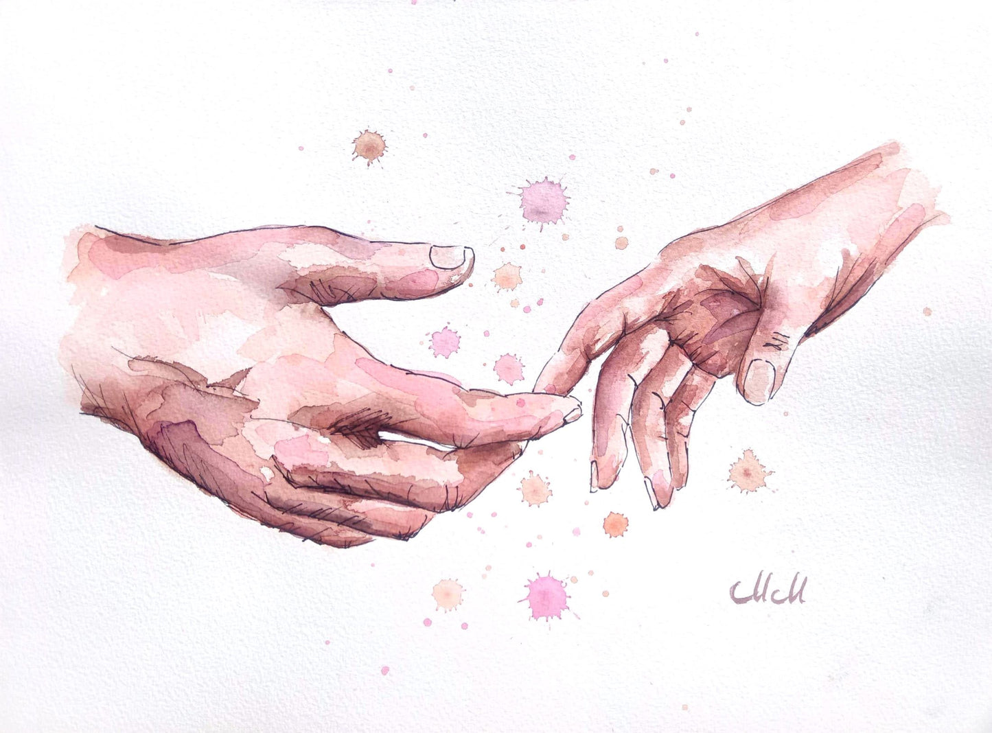 Hand in hand VII - watercolor artwork