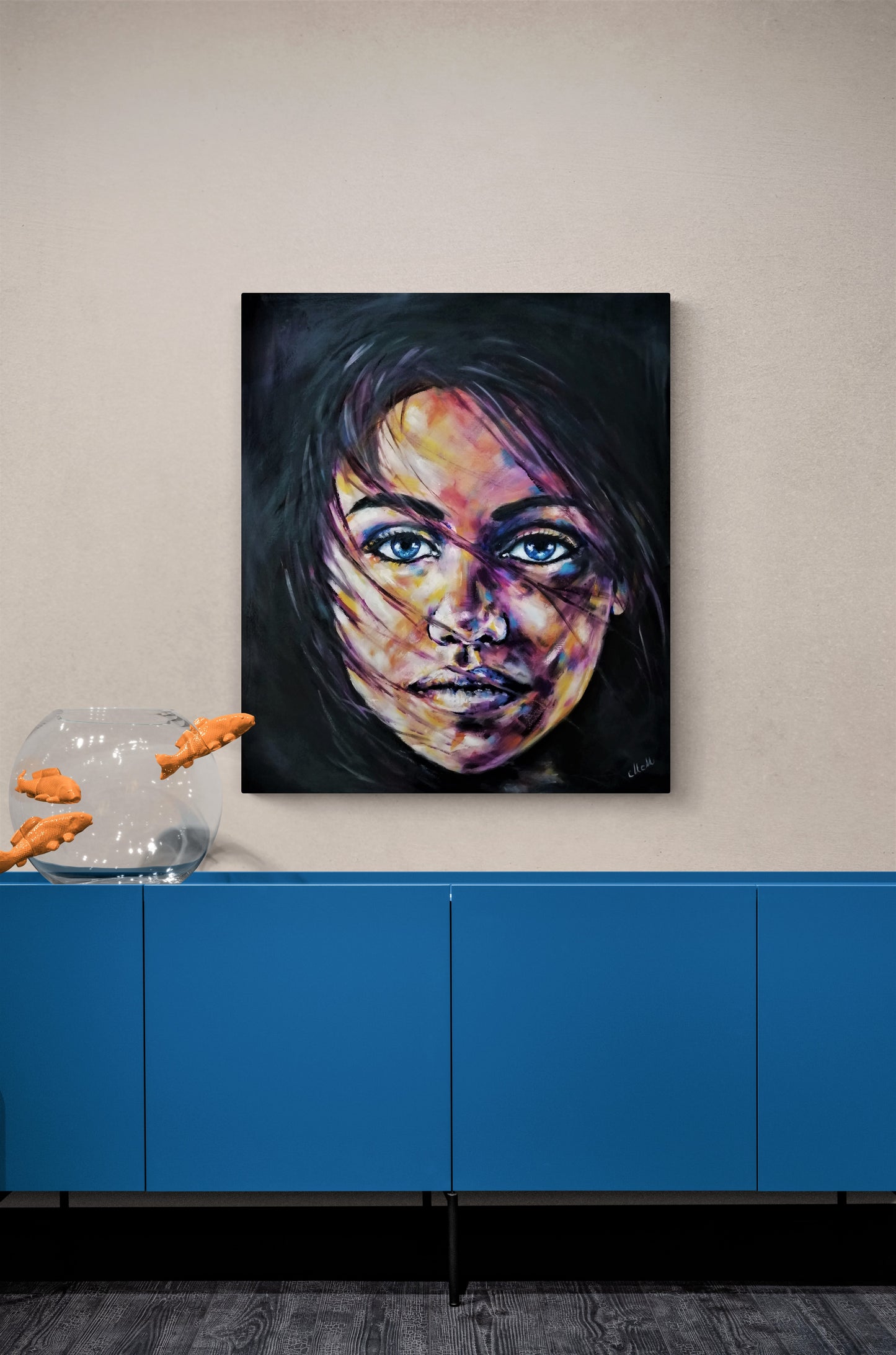 Blue eyed girl - original oil portrait painting