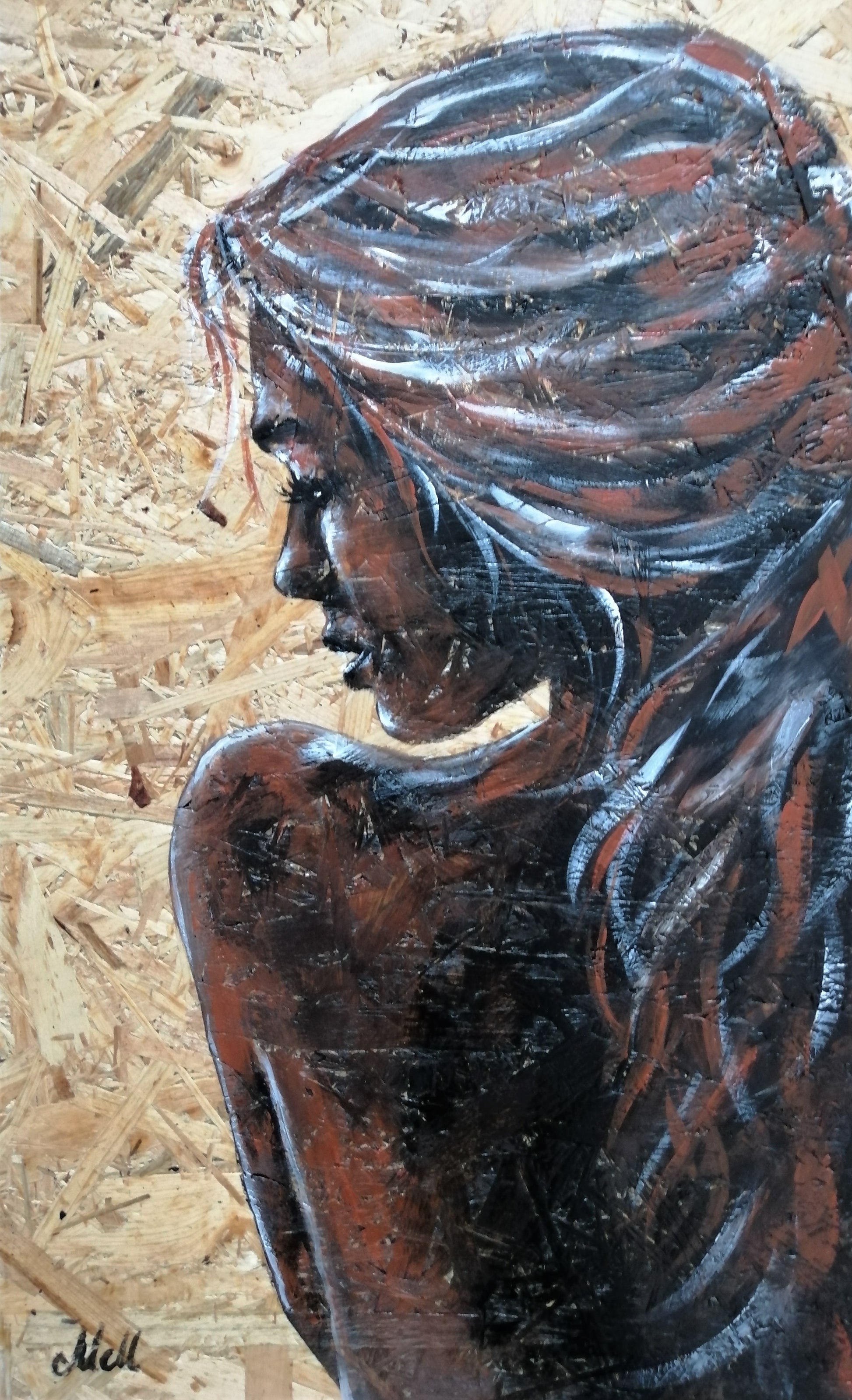Elegant Portrait on Wood – Rustic & Timeless Wall Art

This delicate profile portrait of a woman, painted on a natural wood panel, blends rustic charm with artistic elegance.

The warmth of the wood grain enhances the expressive acrylic brushstrokes, making this piece a truly unique and soulful addition to your home.

Perfect for a cozy bedroom setting or as a statement piece in any space, this one-of-a-kind artwork brings both nature and creativity into your decor.