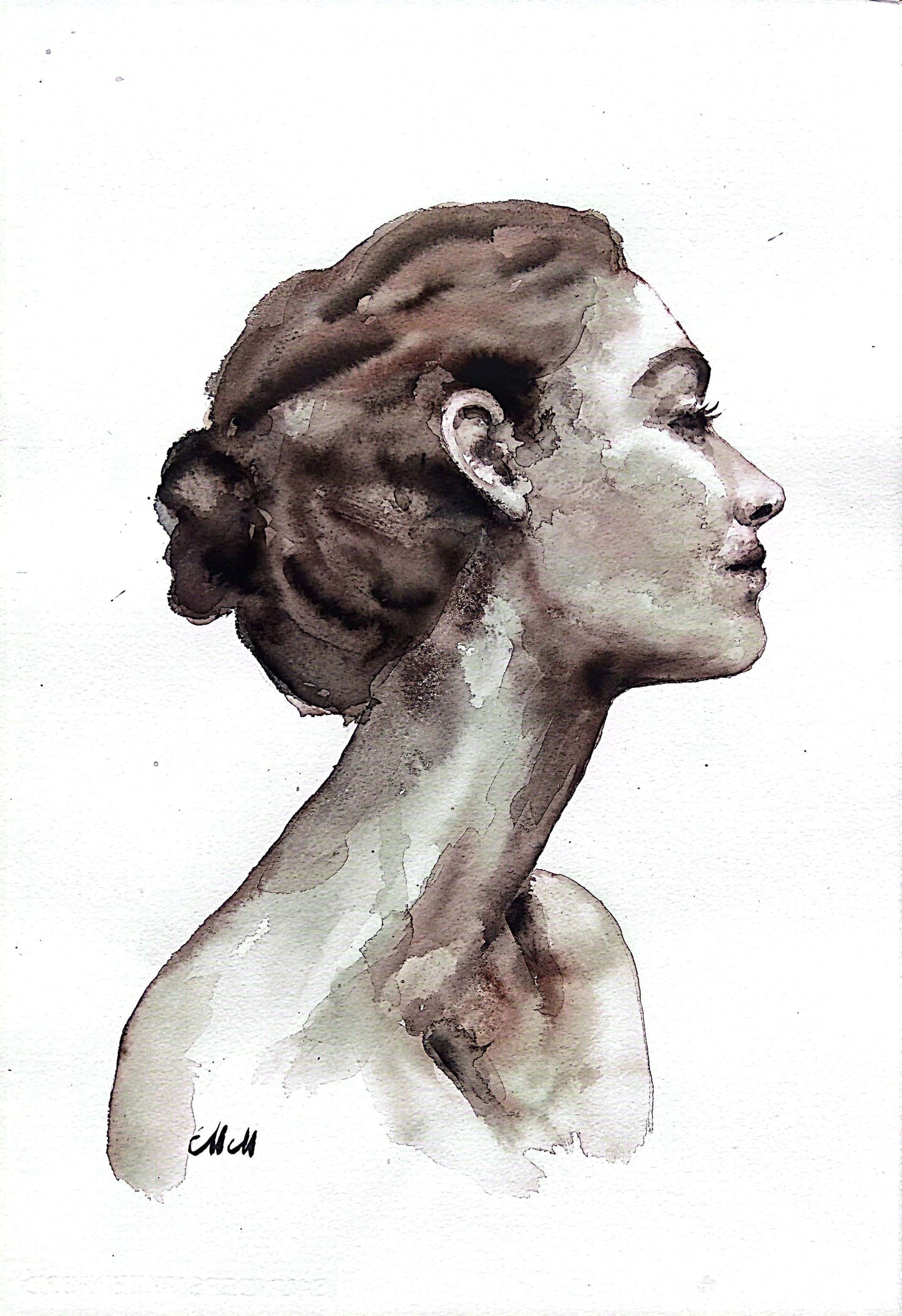 Grace Ink Portrait Painting – Original Black and White Female Profile Art

This female face is handmade drawing that beautifully captures the essence of feminine grace in a minimalist style.

Created with a delicate balance of black ink and watercolors, the female profile radiates elegance and grace, making it a timeless addition to any space.

Minimalist portrait of a woman artwork is simple yet powerful, demonstrating the beauty that can come from just water and a touch of black ink.
