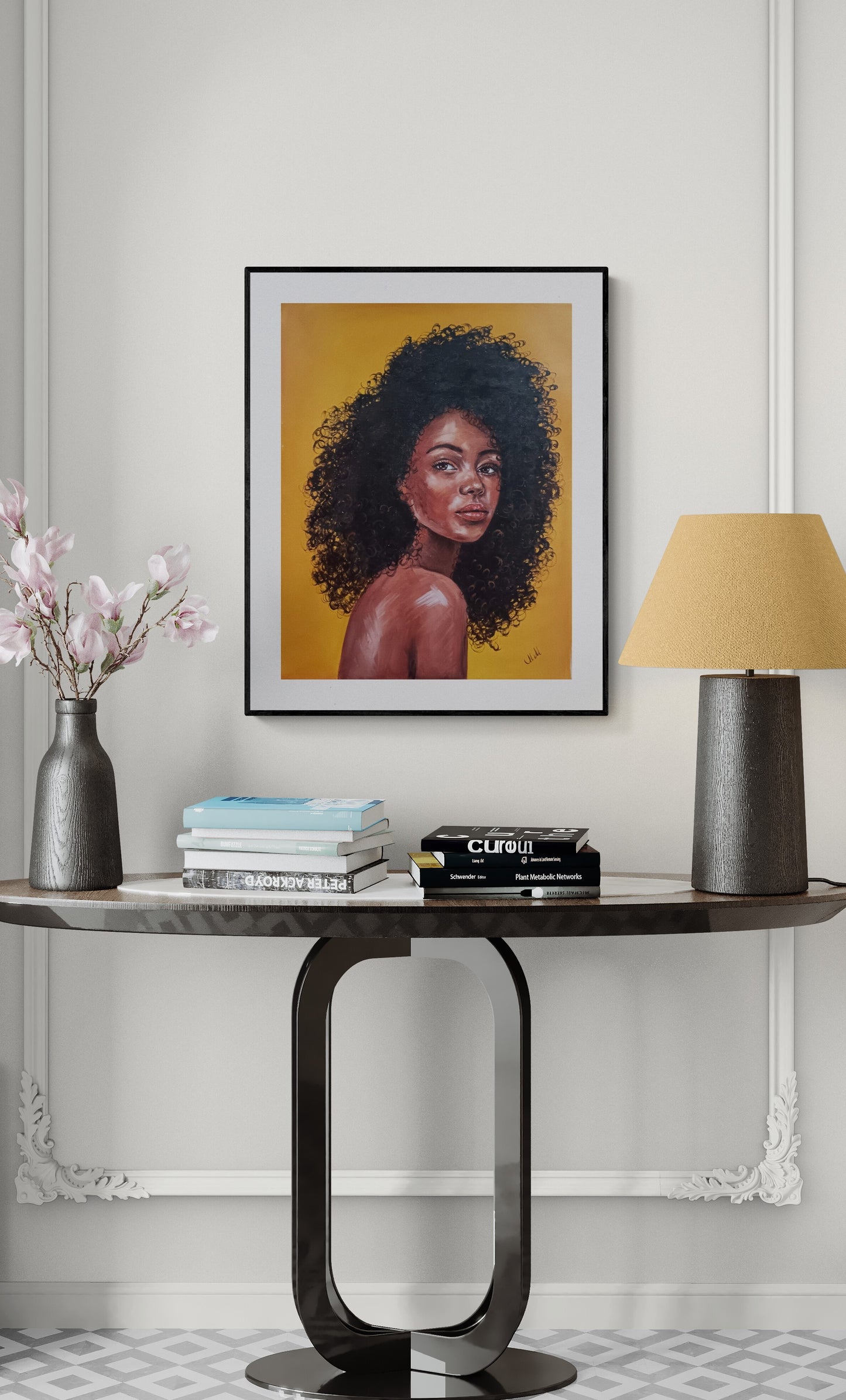 Hallway wall decor - original oil portrait painting 
Portrait of woman is unique gift idea for someone special or a striking addition to any modern living room wall and bedroom decor, this artwork embodies both elegance and empowerment.
