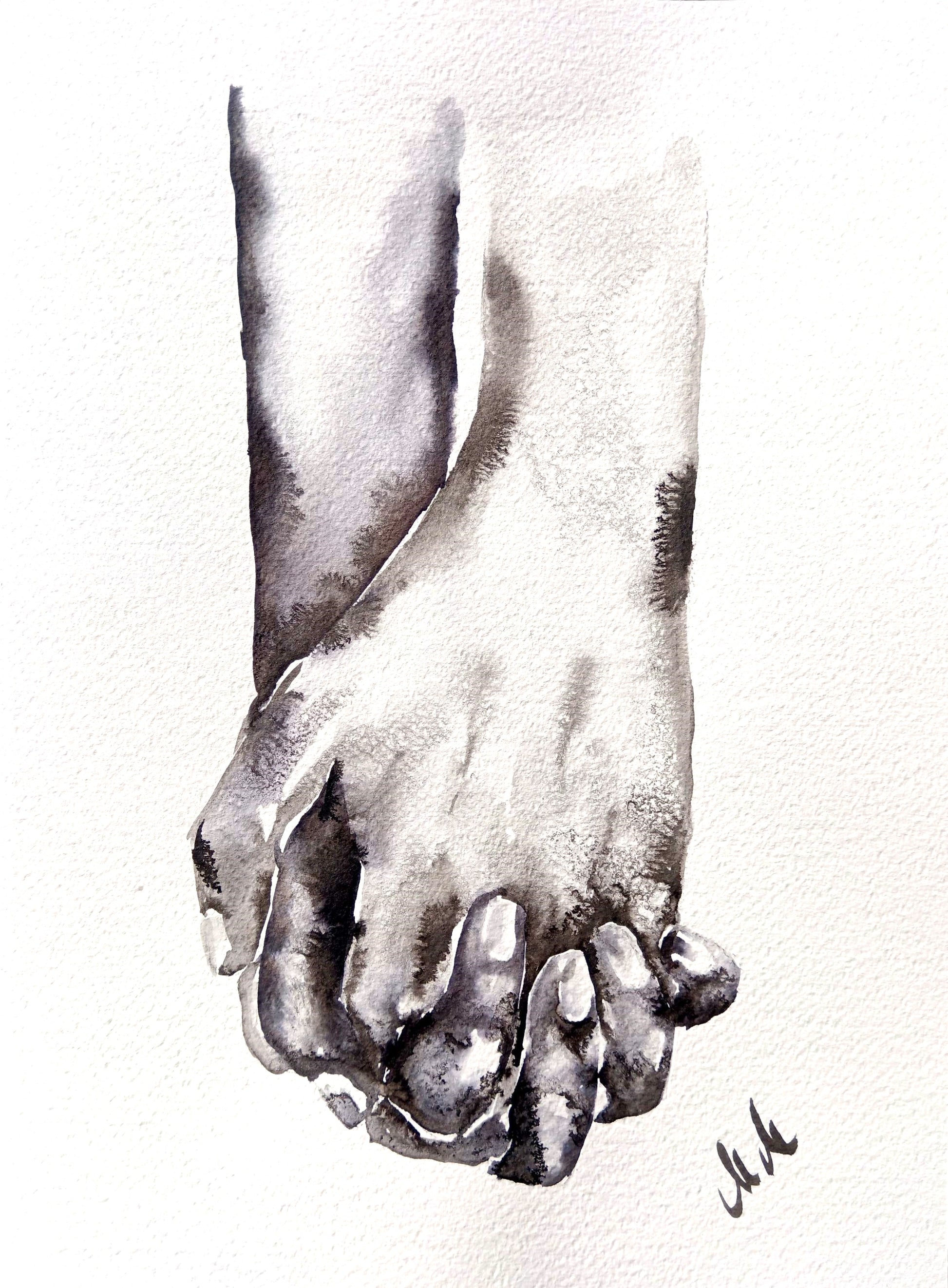 Lovers Holding Hands – Minimalist wall art - Ink Painting

This black and white wall art is a beautiful minimalist art, perfect for a modern home, Scandinavian-style space, or boho home.

Its timeless simple design makes it a versatile addition to any room: bedroom, living room and including a home office or hallway.

Ideal as a thoughtful gift for lovers, young families, or as family home wall art, it brings a sense of love and unity to any space.
