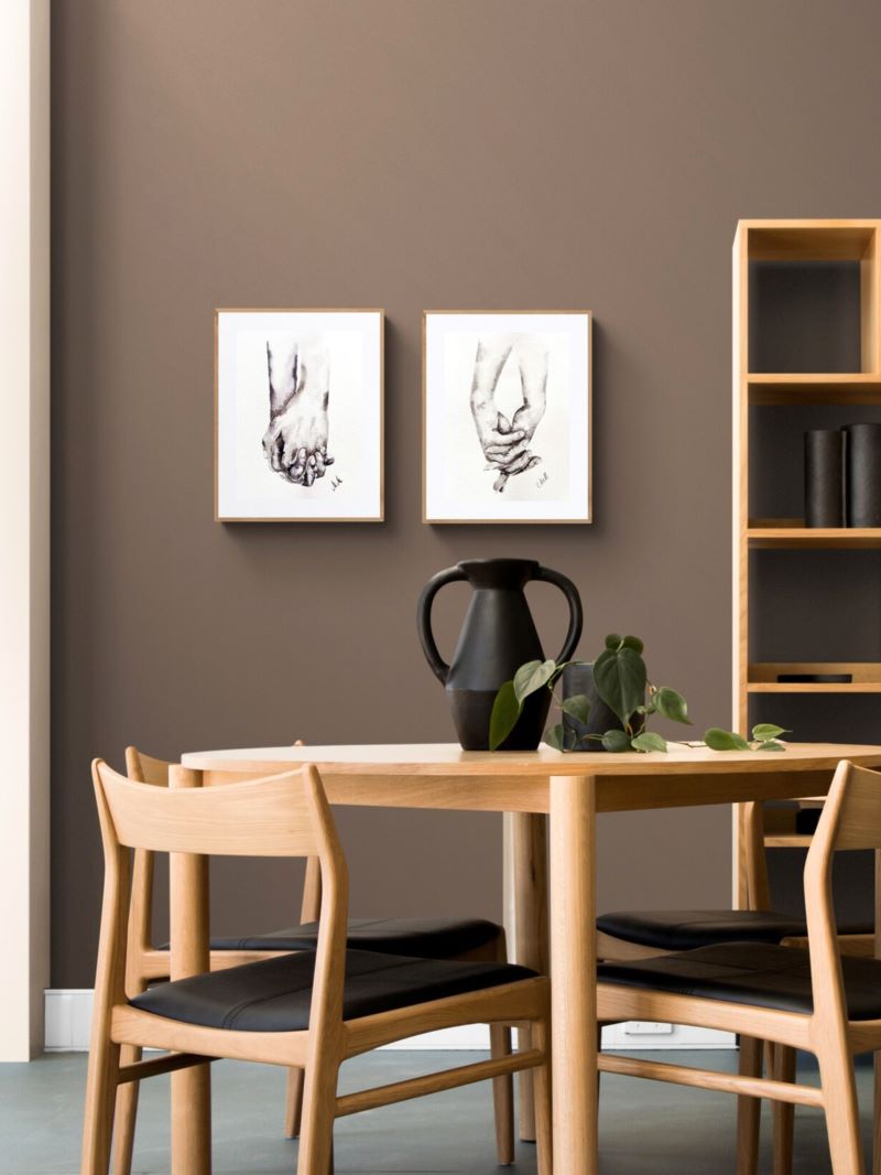 Lovers Holding Hands – Minimalist wall art - Ink Painting in simple dining room

This black and white wall art is a beautiful minimalist art, perfect for a modern home, Scandinavian-style space, or boho home.