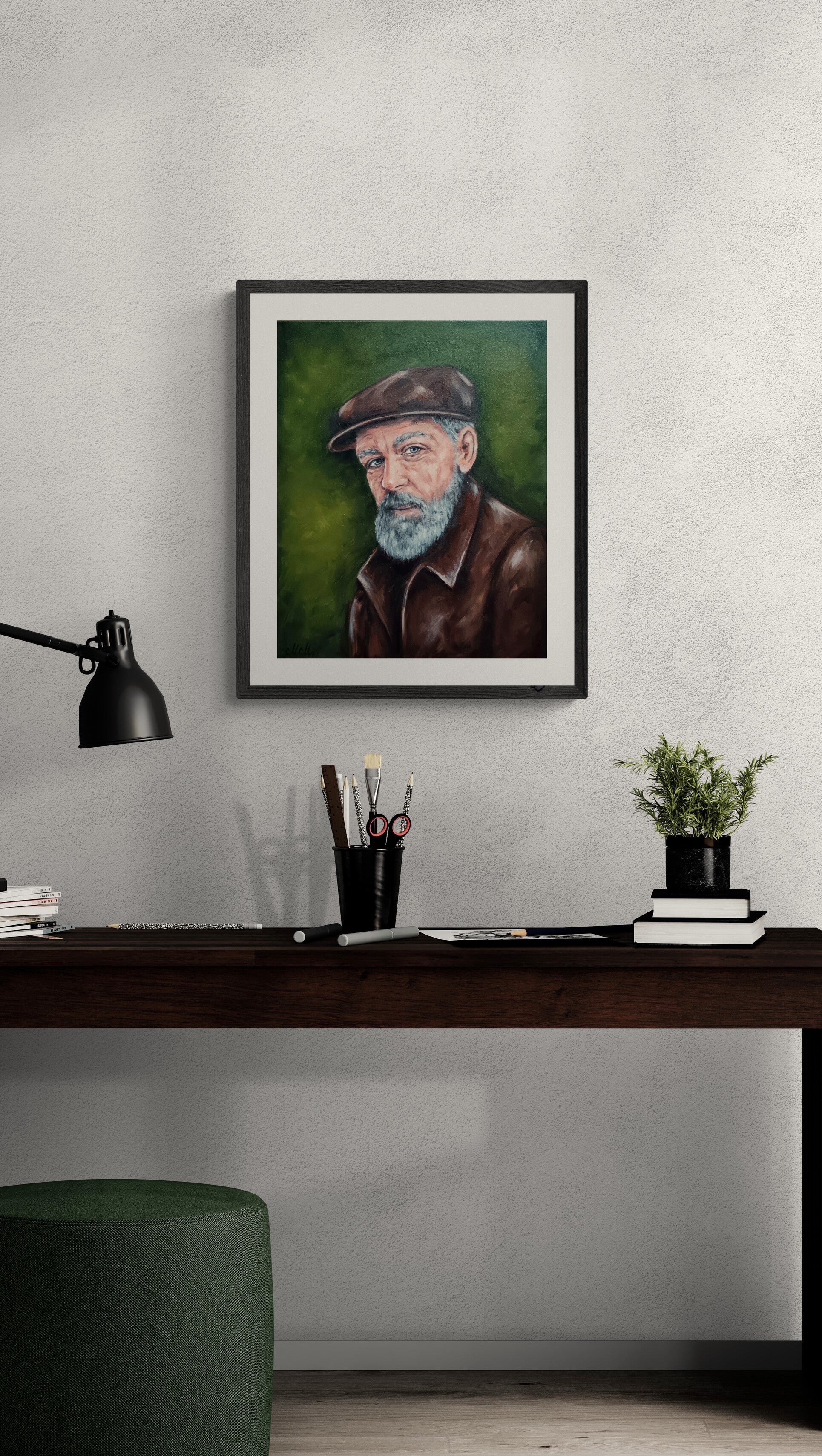 Timeless Old Man Portrait – Original Oil Painting
This soulful oil portrait of an elderly man, painted with rich, expressive brushstrokes, captures a lifetime of wisdom and emotion.

A truly one-of-a-kind piece, this artwork brings warmth and depth to any space, whether as a&nbsp;striking addition to a home gallery or a meaningful gift for someone special.

Created with high-quality oil colors on canvas, this portrait celebrates the beauty of age, experience, and character.