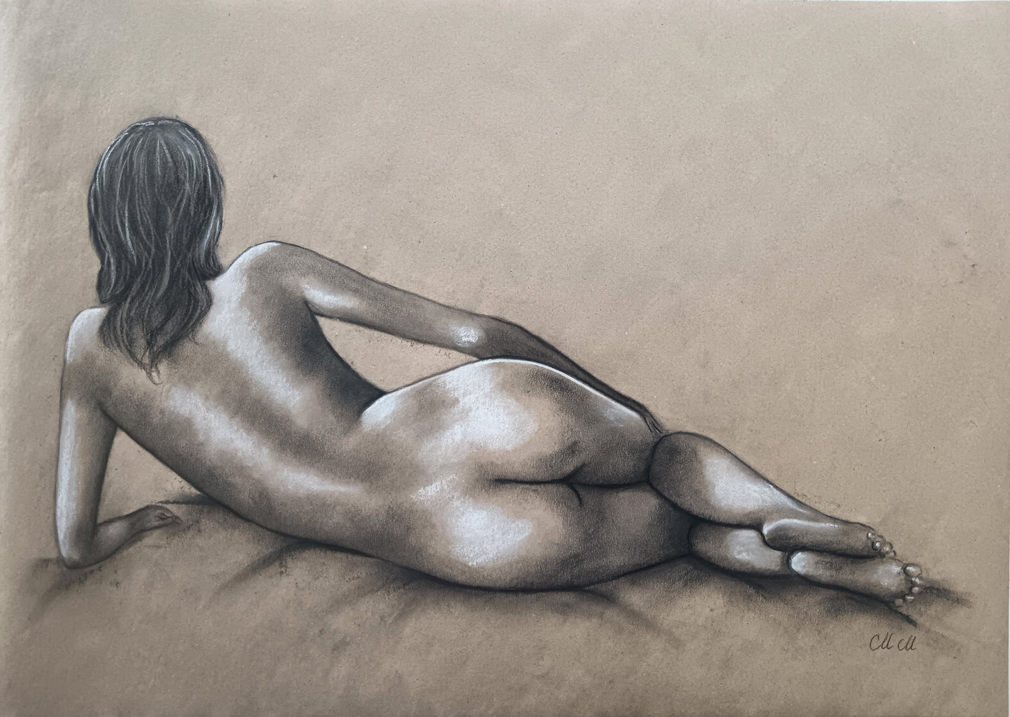 Whisper of a Body - nude charcoal painting
