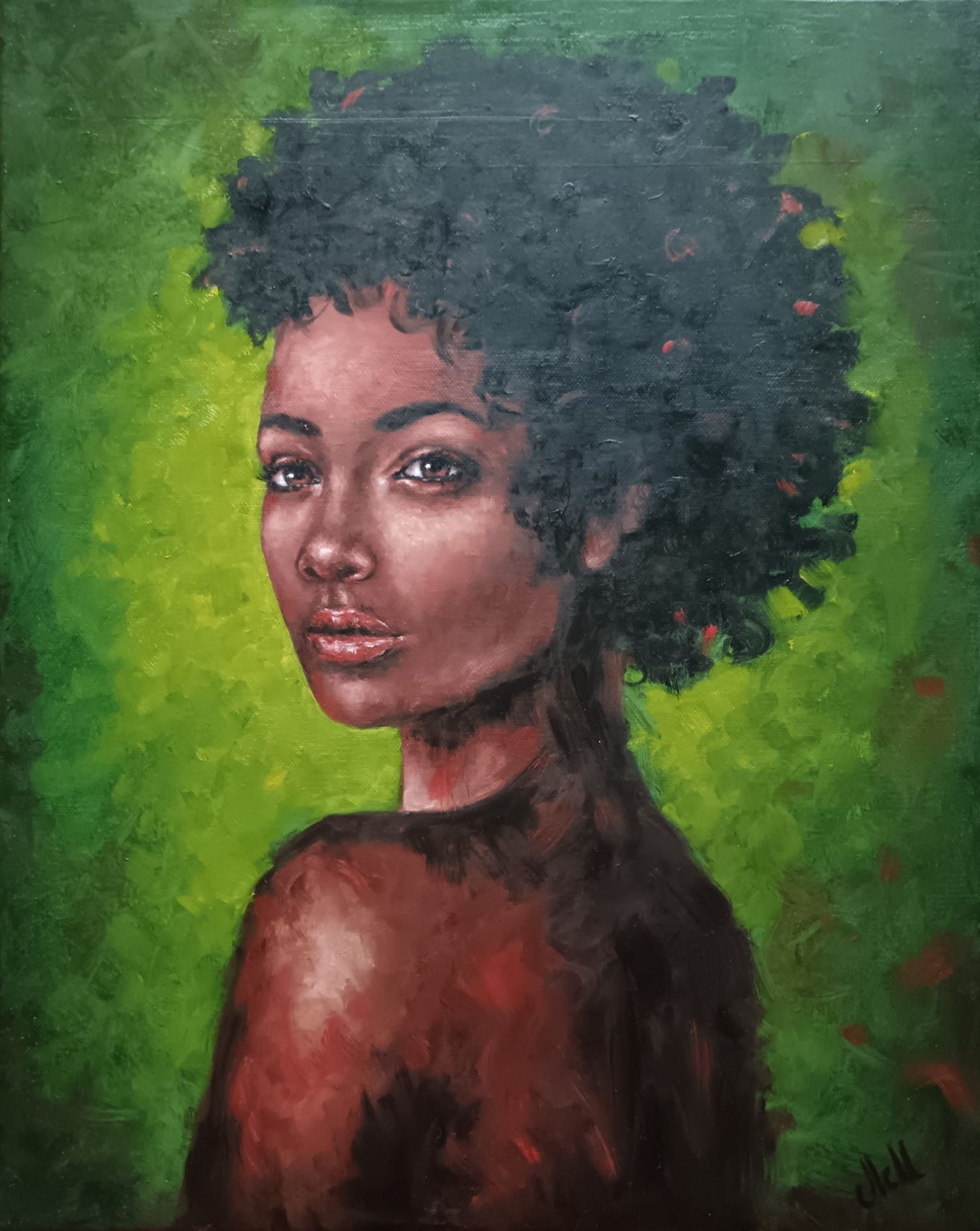 Stunning African girl - original oil portrait painting