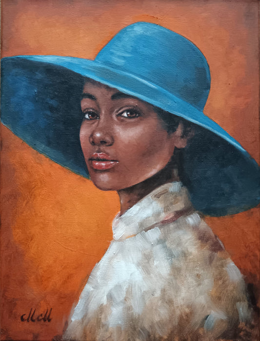 Blue Elegance - original oil portrait painting