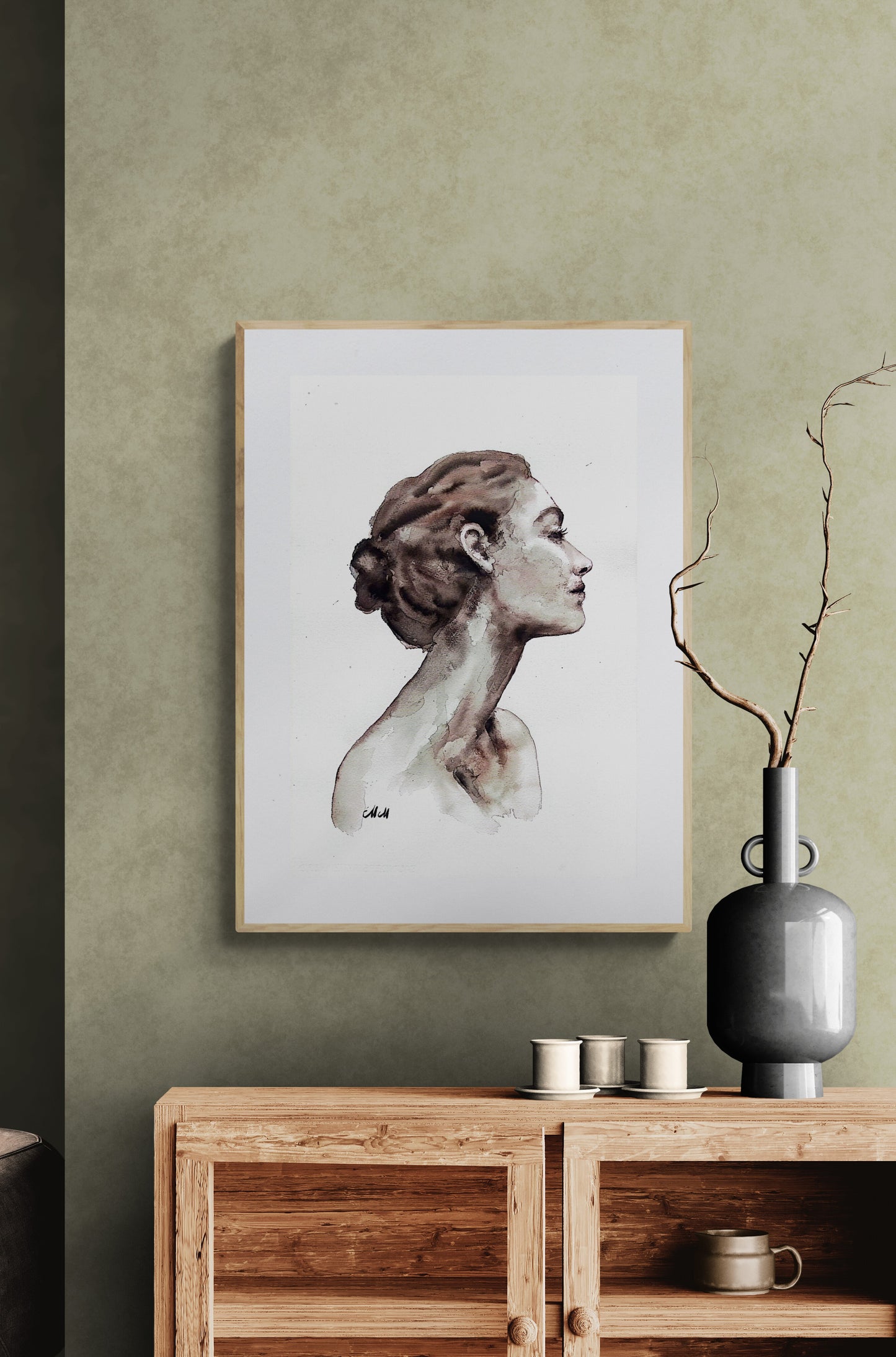 Grace Ink Portrait Painting – Original Black and White Female Profile Art

This female face is handmade drawing that beautifully captures the essence of feminine grace in a minimalist style.

Created with a delicate balance of black ink and watercolors, the female profile radiates elegance and grace, making it a timeless addition to any space.

Minimalist portrait of a woman artwork is simple yet powerful, demonstrating the beauty that can come from just water and a touch of black ink.