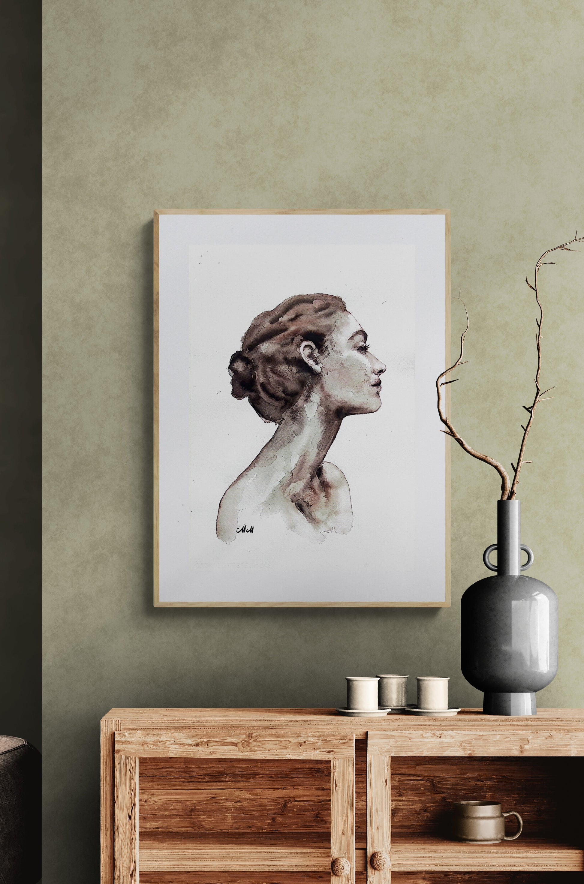 Grace Ink Portrait Painting – Original Black and White Female Profile Art

This female face is handmade drawing that beautifully captures the essence of feminine grace in a minimalist style.

Created with a delicate balance of black ink and watercolors, the female profile radiates elegance and grace, making it a timeless addition to any space.

Minimalist portrait of a woman artwork is simple yet powerful, demonstrating the beauty that can come from just water and a touch of black ink.