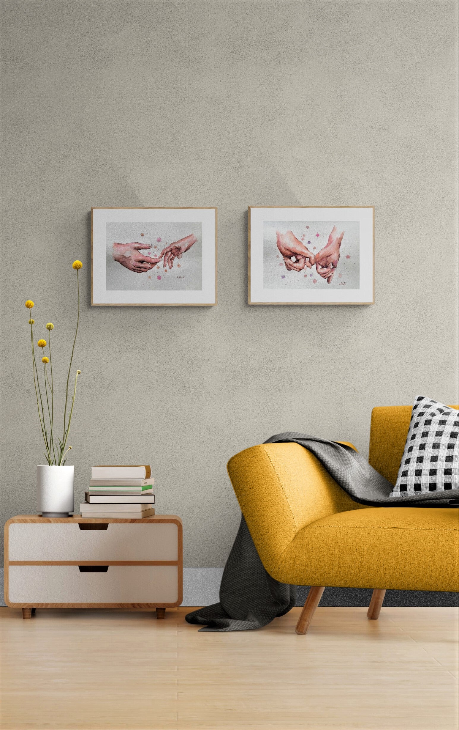 Romantic Hand-in-Hand – Watercolor Artwork - Ink Drawing

Bring warmth and intimacy to your space with this beautiful watercolor painting of a romantic hand-in-hand moment.

The delicate water drops, ink drawing and natural skin tones create a soft, emotional connection, making it a perfect piece for your home.

Artwork Size: 14" x 11" (38 cm x 28 cm)
