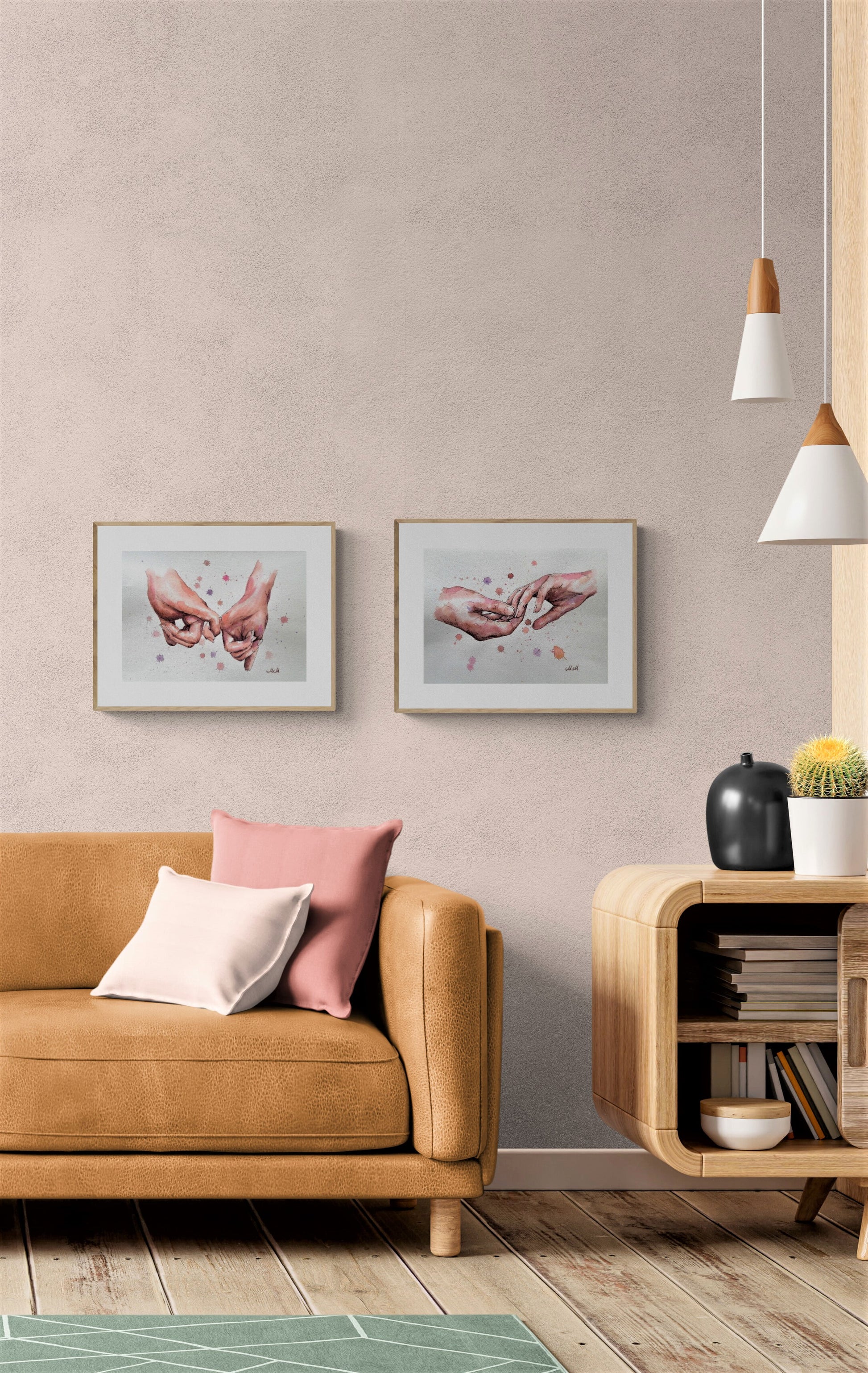 Romantic Hand-in-Hand – Watercolor Artwork - Ink Drawing

Bring warmth and intimacy to your space with this beautiful watercolor painting of a romantic hand-in-hand moment.

The delicate water drops, ink drawing and natural skin tones create a soft, emotional connection, making it a perfect piece for your home.

Artwork Size: 14" x 11" (38 cm x 28 cm)