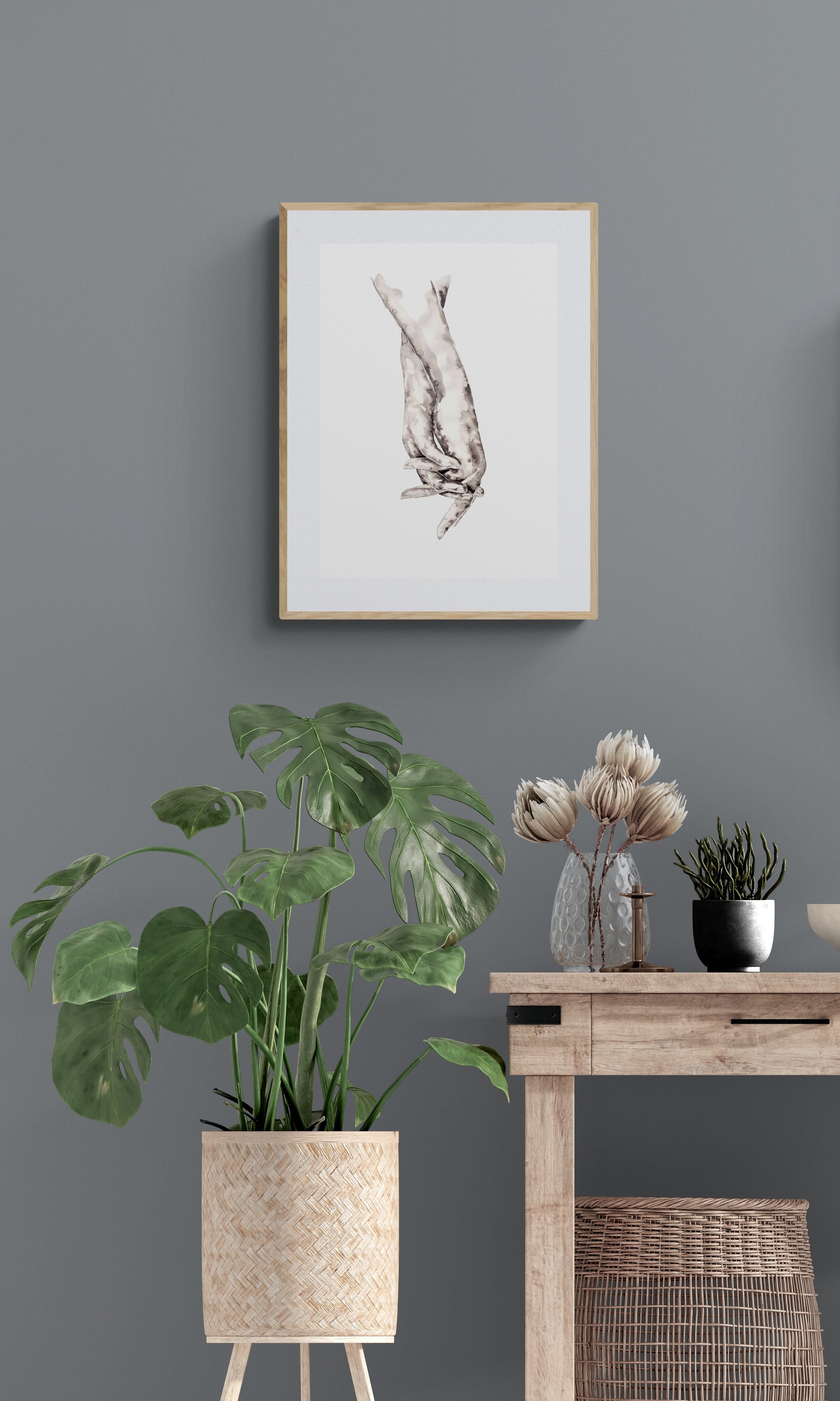 Lovers Holding Hands – Minimalist Ink Painting

This black and white artwork is the perfect gift for couples, symbolizing love, connection, and unity.

The simple painting effortlessly complements Scandinavian style home, modern livingroom wall decor and boho wall art.&nbsp;

Hands drawing is a meaningful symbol of love, an ideal choice for lovers gift or gift for partner. This piece adds a stunning touch to any family home.

Size: 16" x 11" (42 cm x 29 cm)