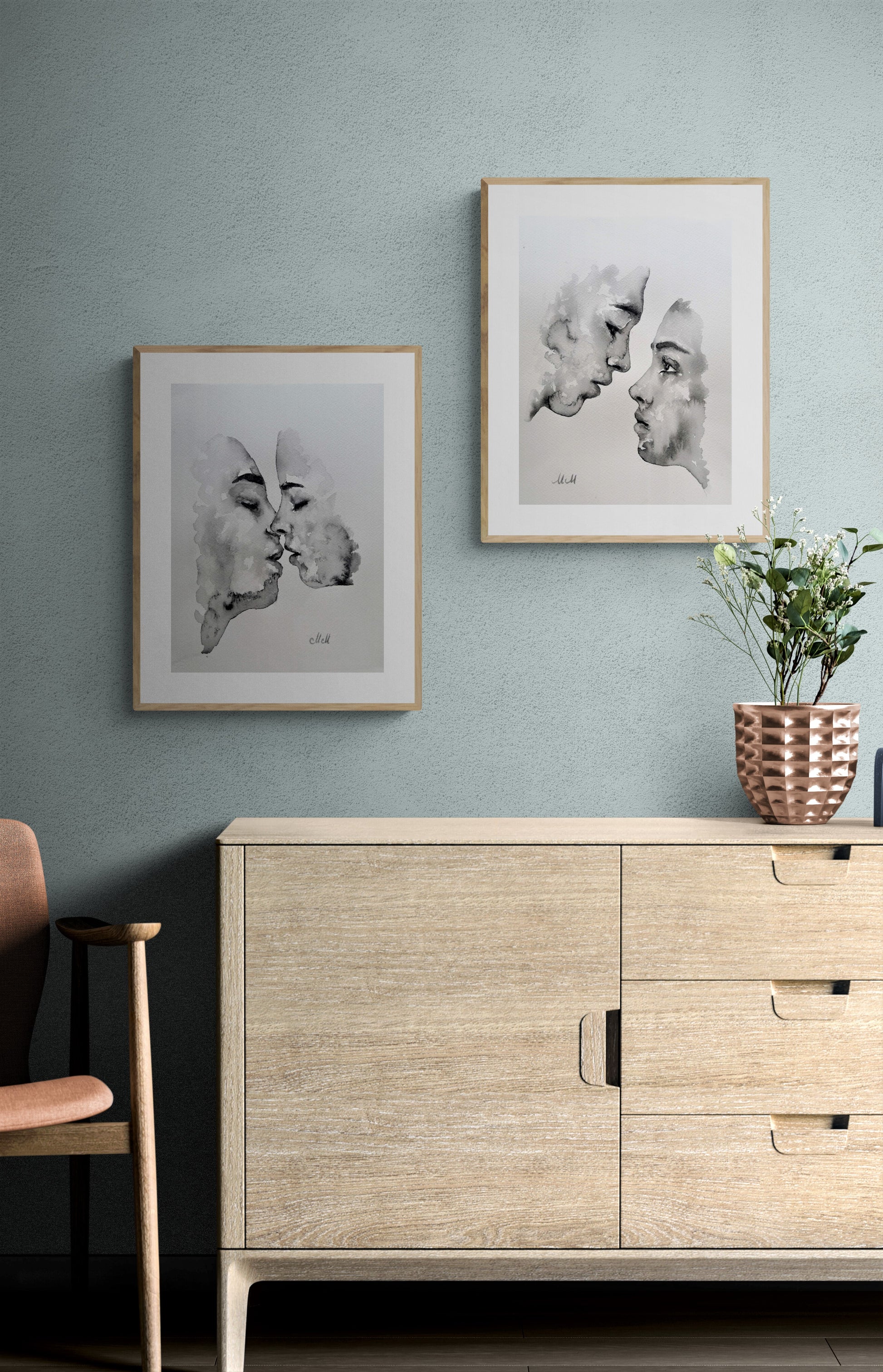 Perfect as bedroom wall art, a wedding or anniversary gift, or a heartfelt present for someone you love.

Size: 14" × 11" (37 × 28 cm)
Medium: High-quality watercolor on fine art paper